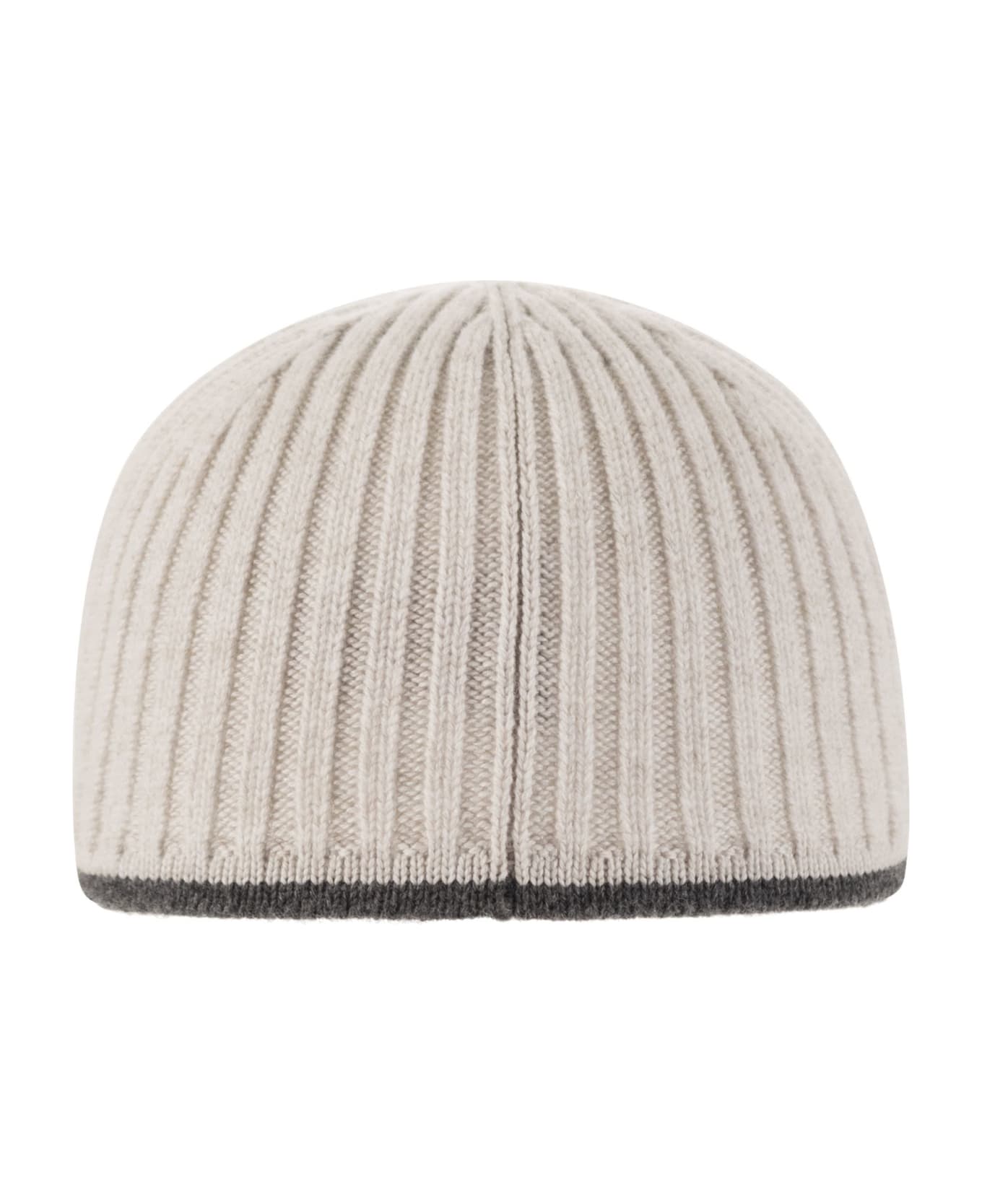 Brunello Cucinelli Ribbed Virgin Wool, Cashmere And Silk Knit Baseball Cap With Jewel - Pearl