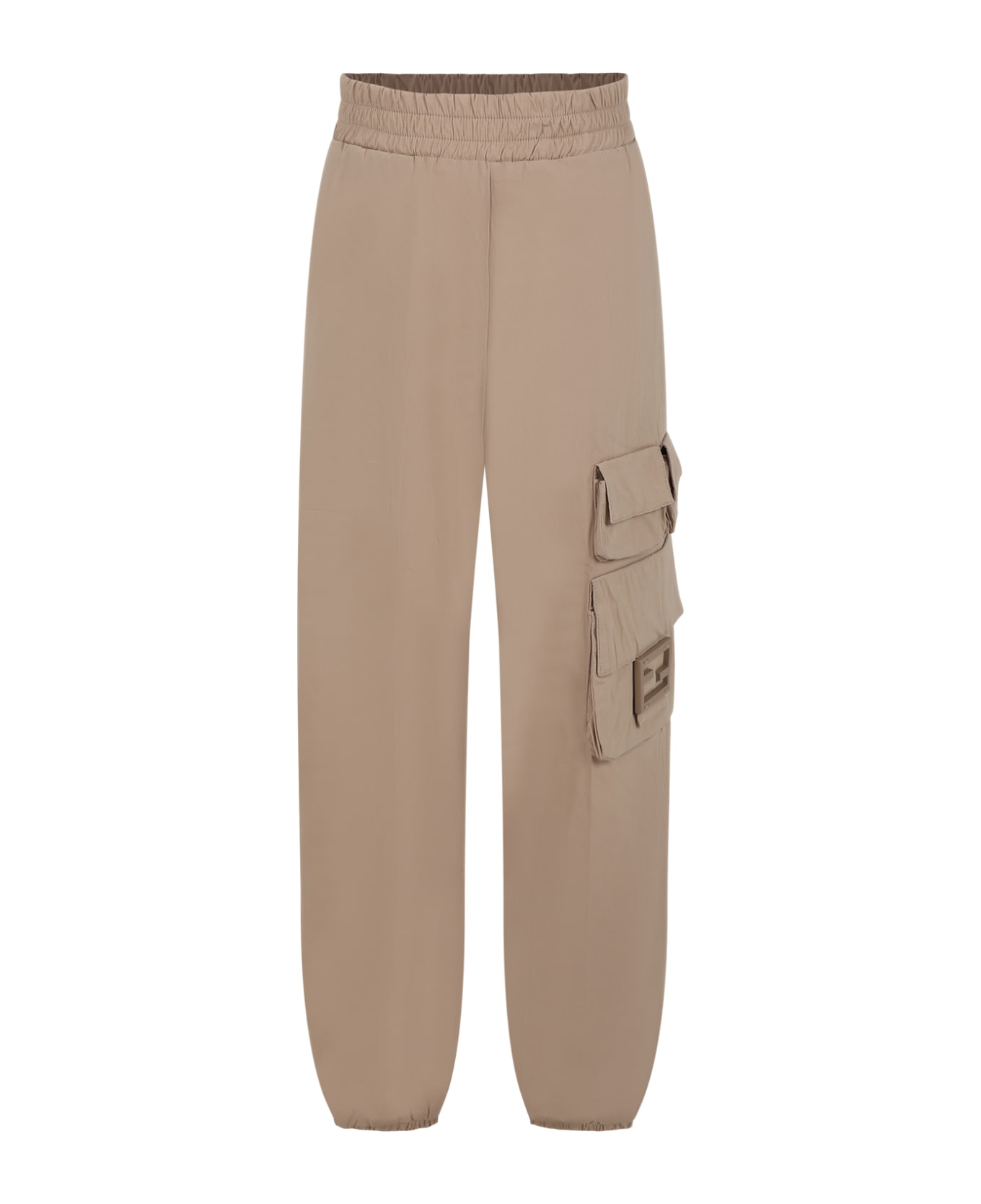 Fendi Brown Trousers For Kids With Double Ff - Brown