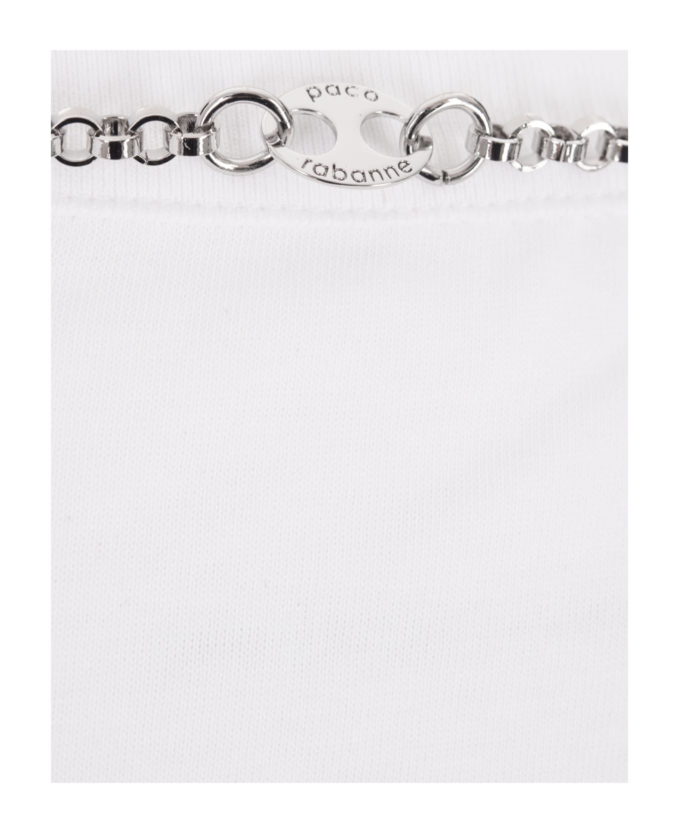 Paco Rabanne White Short T-shirt With Silver Mesh Panel - ARGENTO