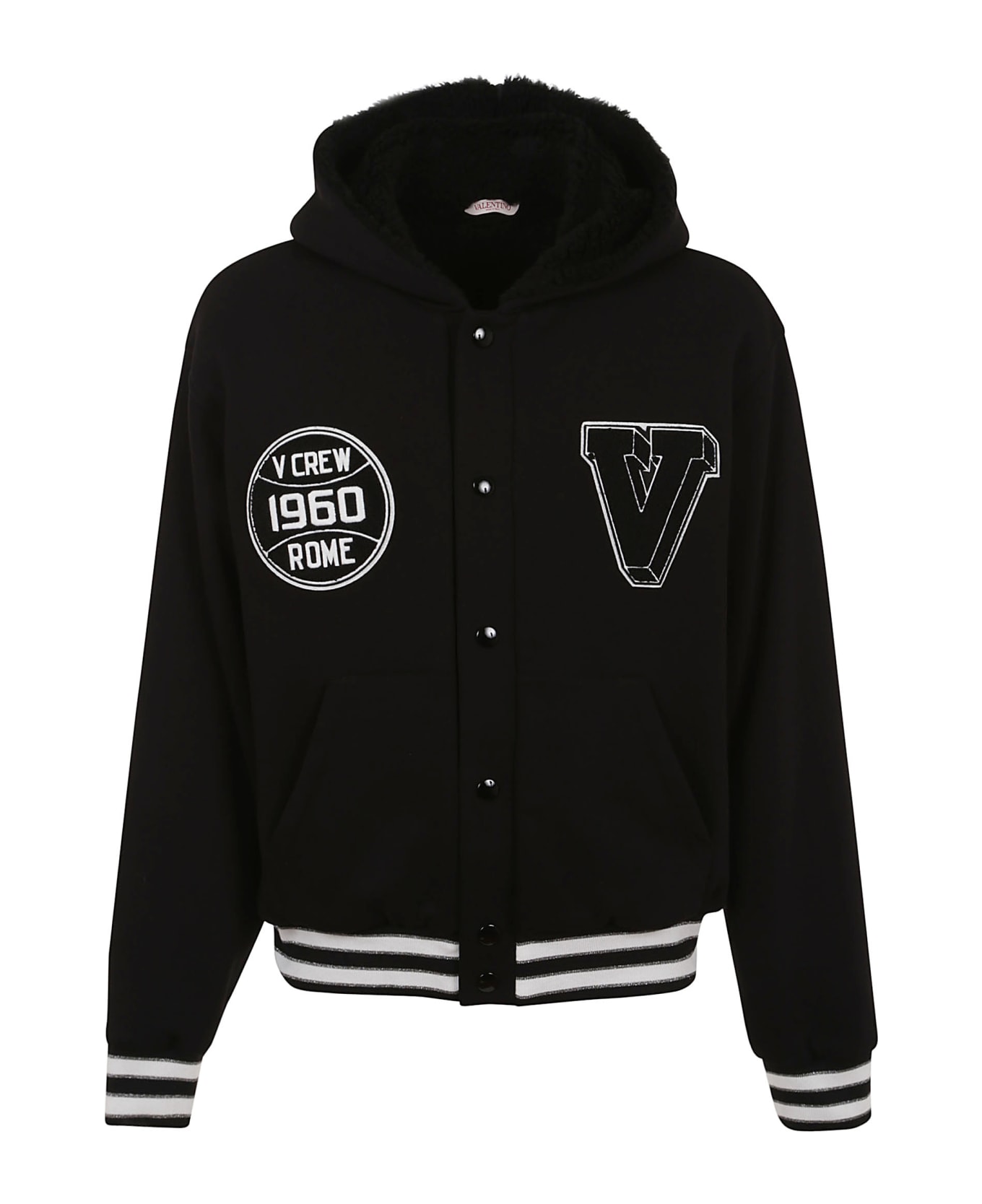 Valentino Garavani Bomber Jacket In Wool Cloth - No Nero
