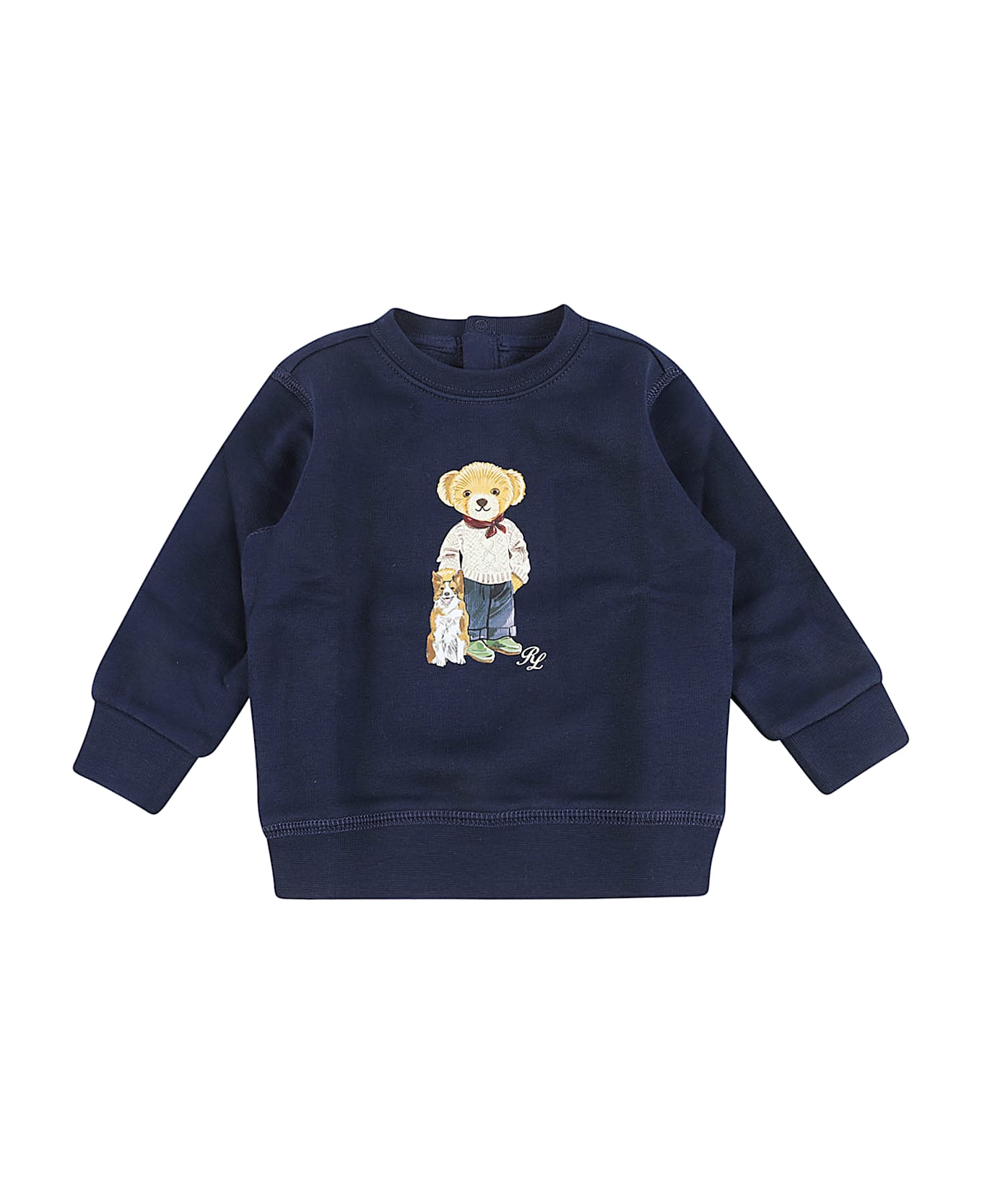 Ralph Lauren Ls Bear Cn-knit Shirts-sweatshirt - Refined Navy W Boy Bear