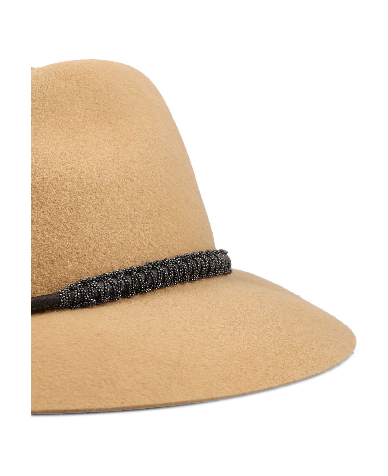 Brunello Cucinelli Embellished Bucket Hat - Brown Rice Ultrablack Tdm