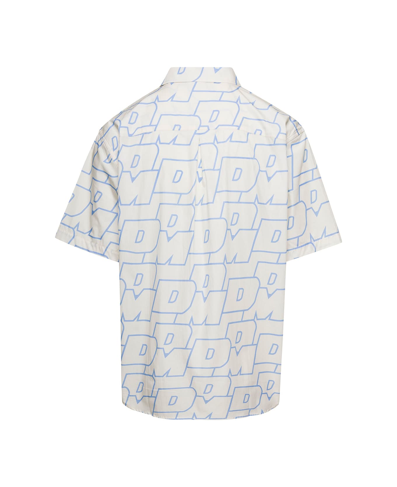 Drôle de Monsieur White Shirt With All-over Ddm Print In Cotton Man - White