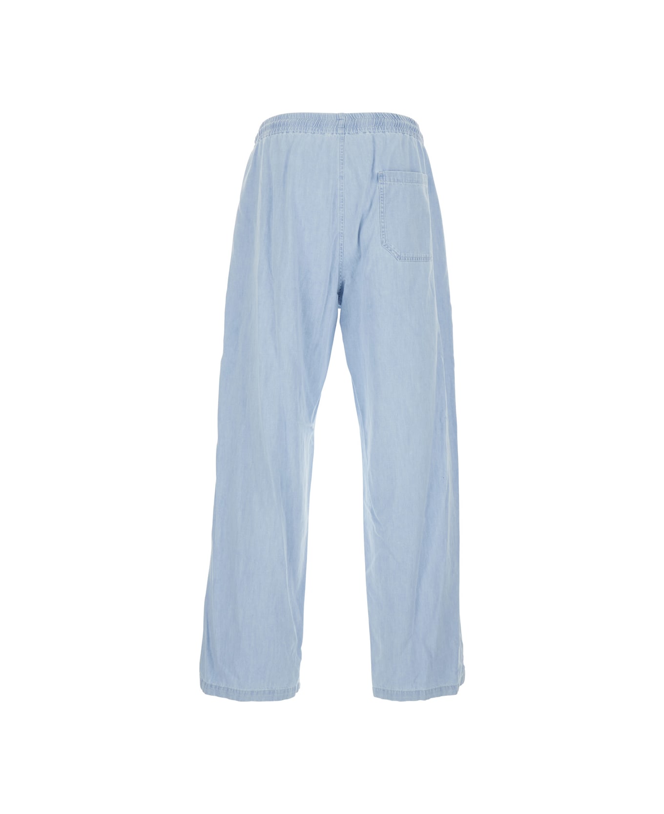 A.P.C. Light Blue Pants With Elastic Waist And Drawstring In Cotton Man - Light blue