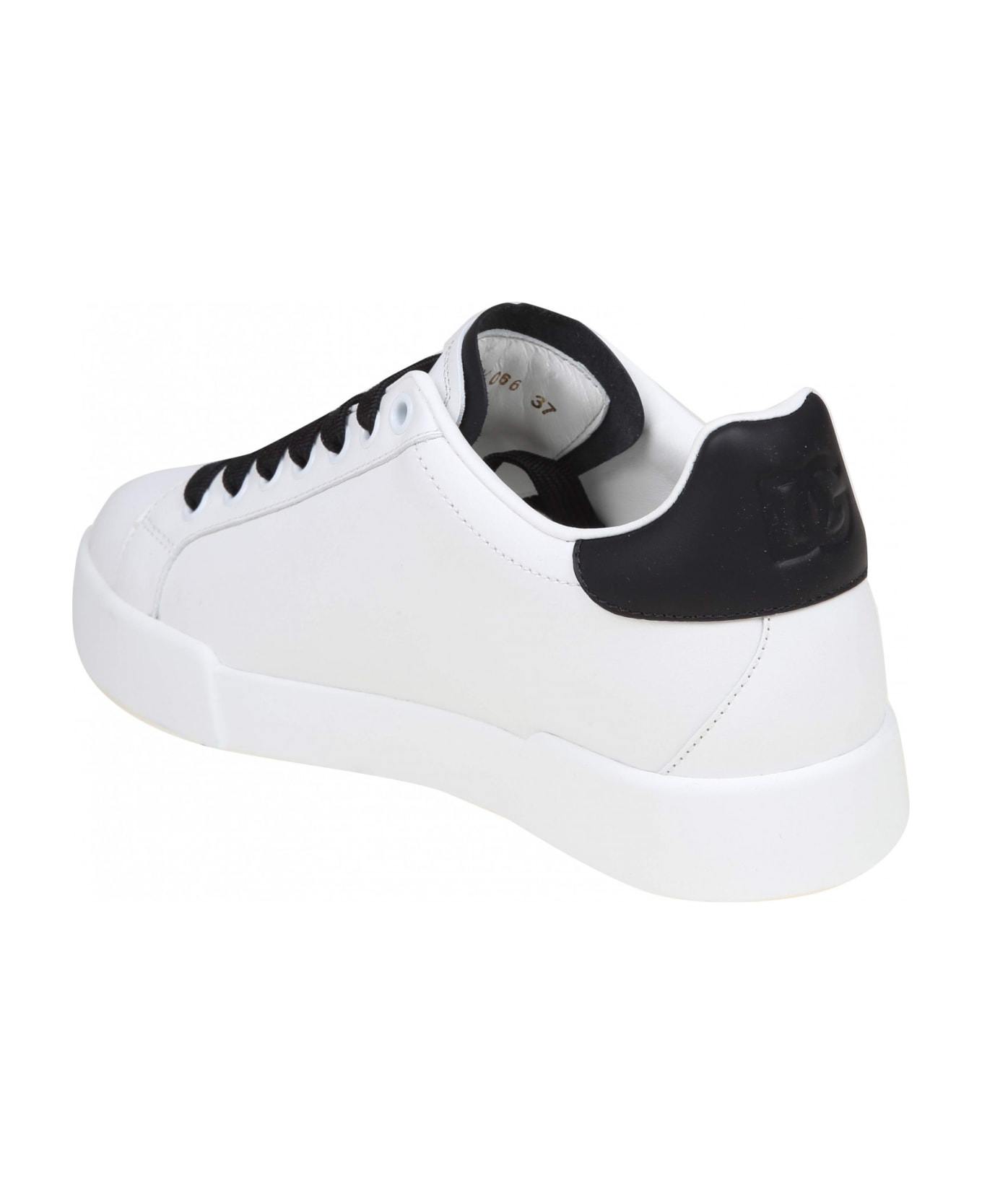 Dolce & Gabbana Portofino Light Sneakers In Black And White Leather - white/black