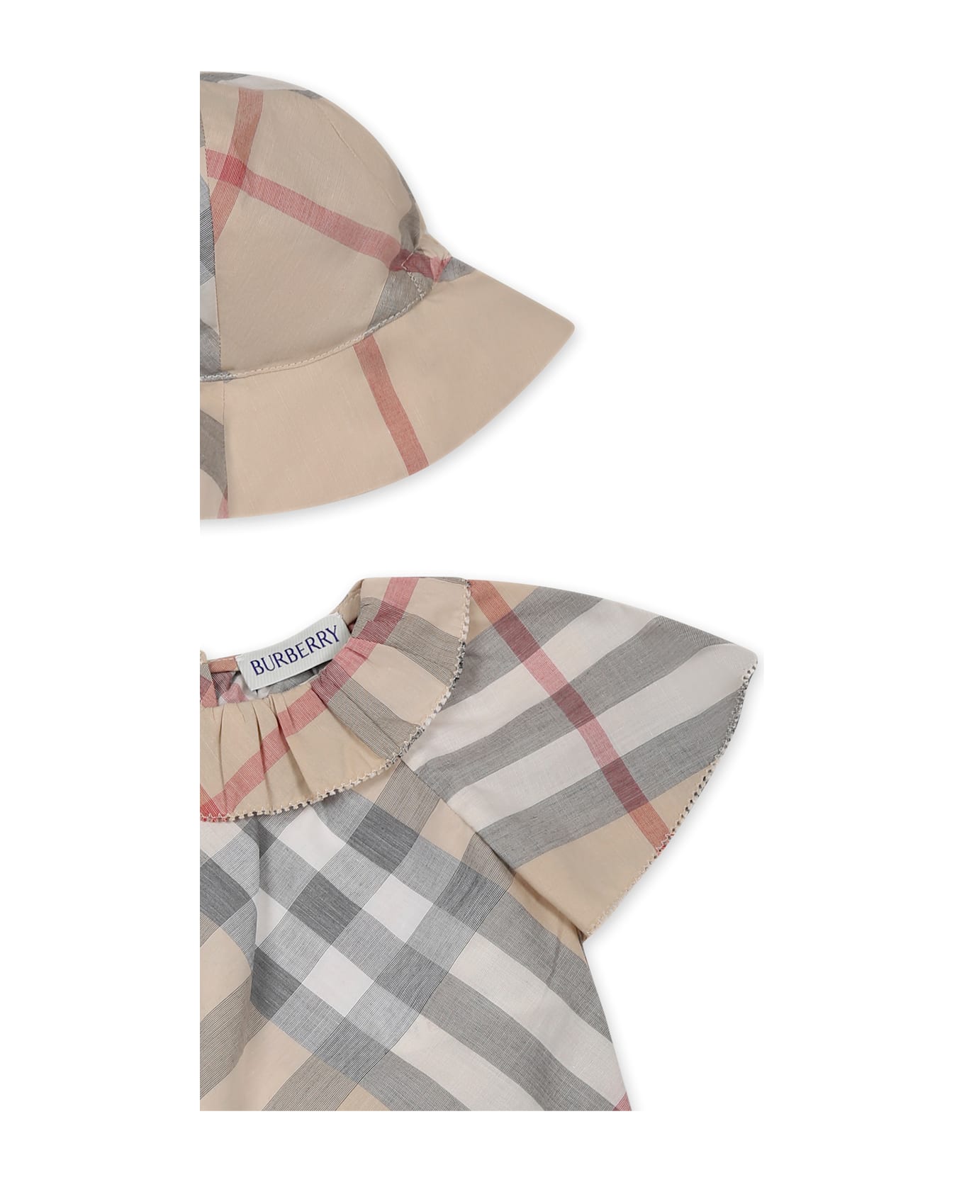 Burberry Beige Set For Baby Girl With Vintage Check - Beige