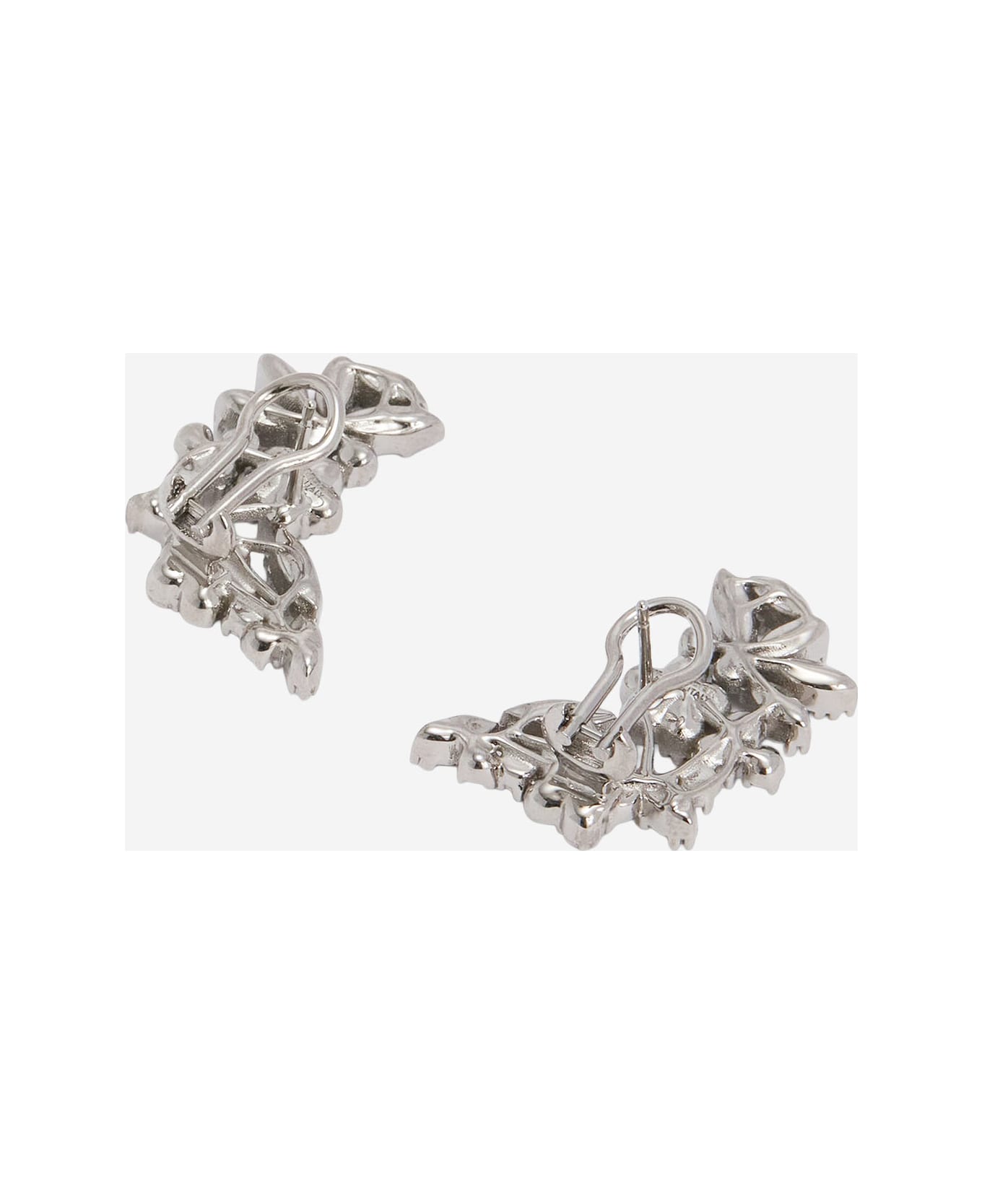 Jil Sander Brass Earrings With Zirconia - Silver