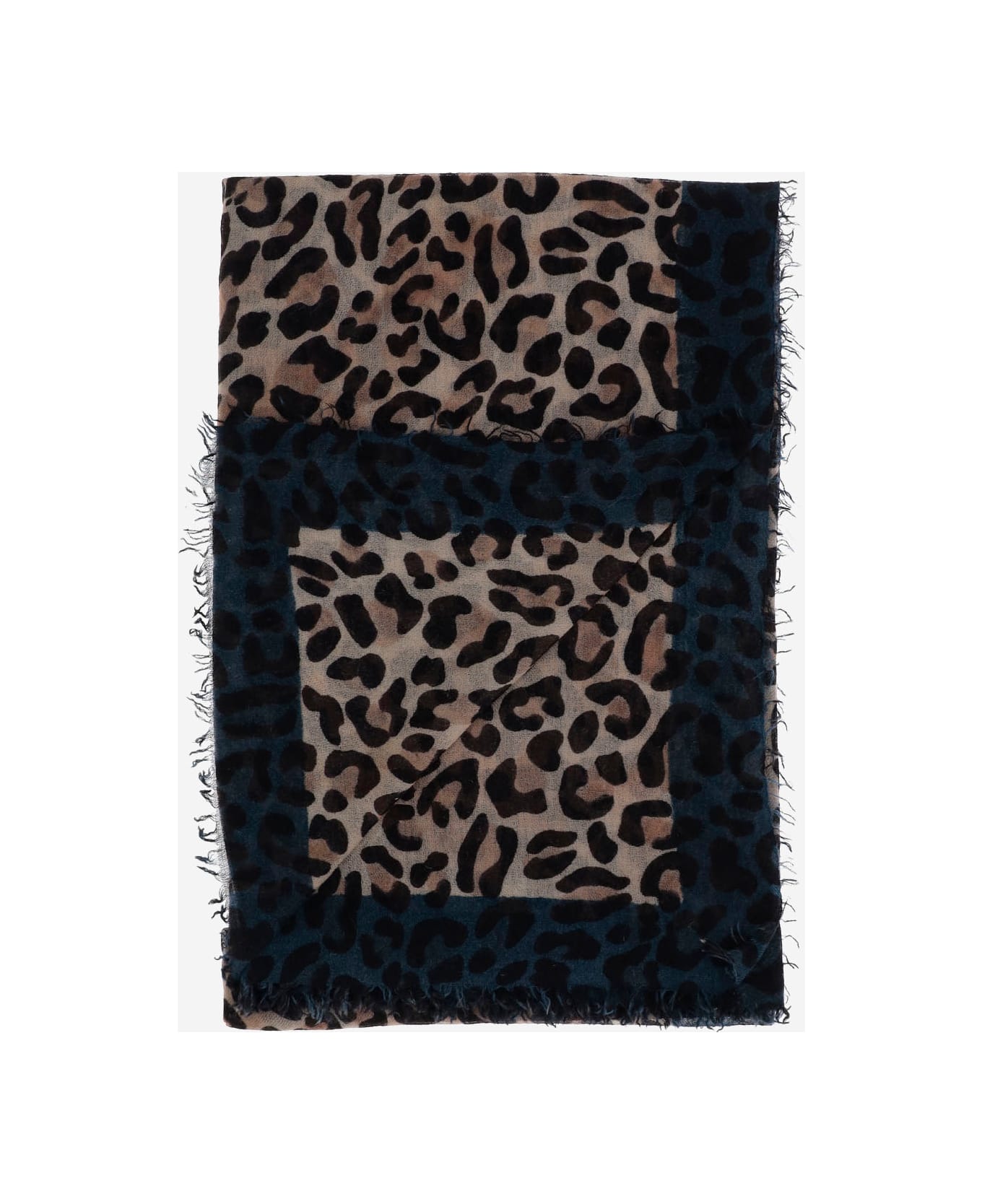 Faliero Sarti Maila Cashmere Scarf With Leopadrata Pattern - Red