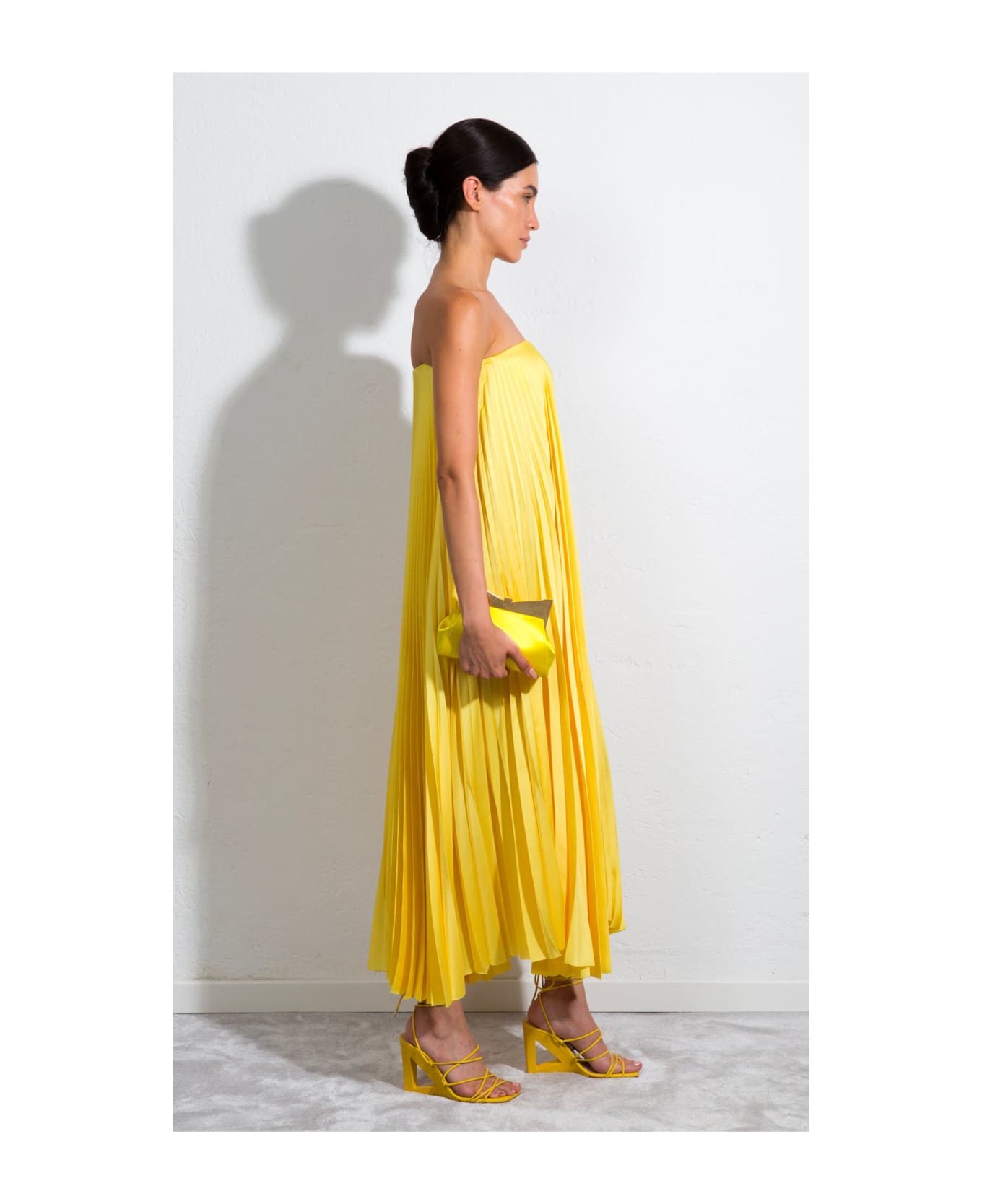 Sara Battaglia Plissé Dress - Yellow