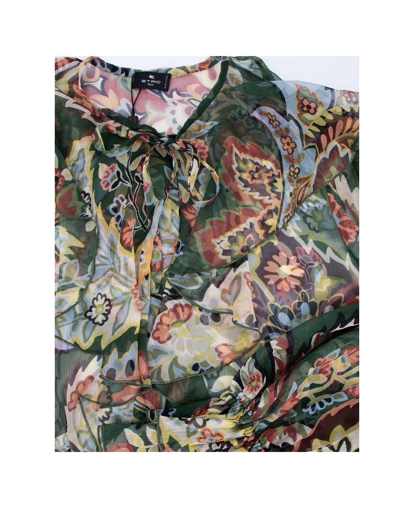 Etro Floral-printed Ruffled Shirt - GREEN