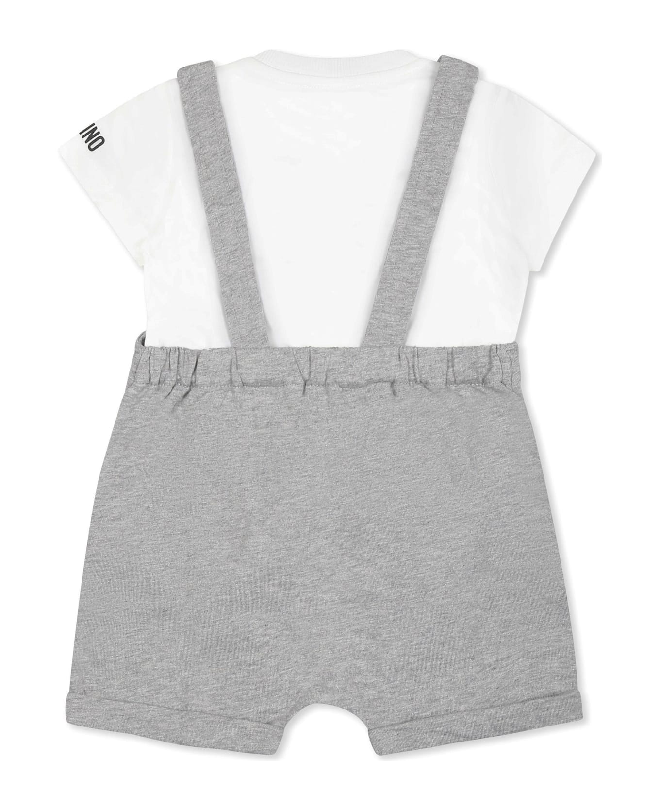 Moschino Grey Dungarees For Baby Boy With Teddy Bear - Grey