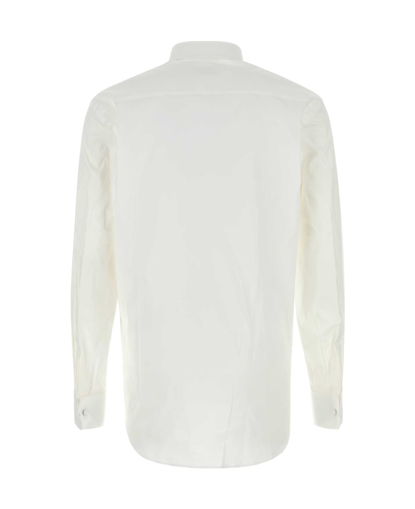 Prada White Stretch Cotton Blend Shirt - BIANCO
