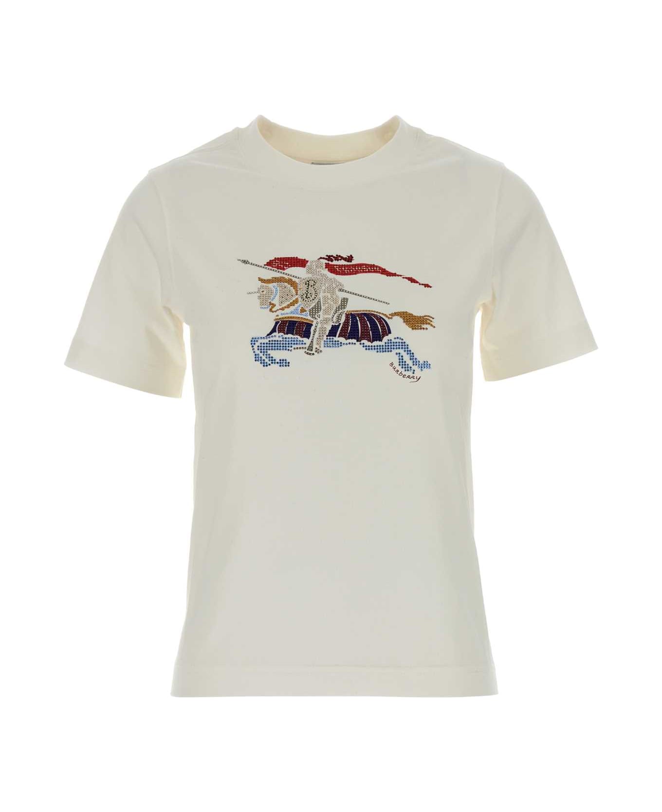 Burberry White Cotton T-shirt - CHALK