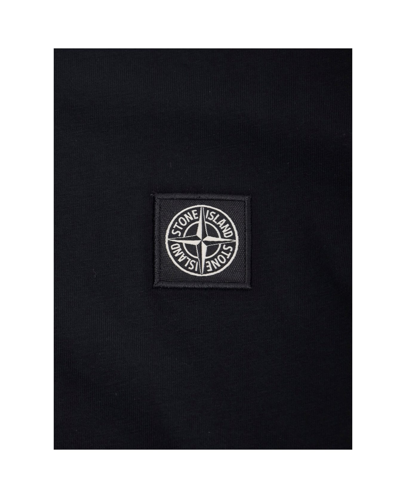Stone Island Junior Black T-shirt With Round Neck And Logo Patch On The Front In Cotton Boy - Black