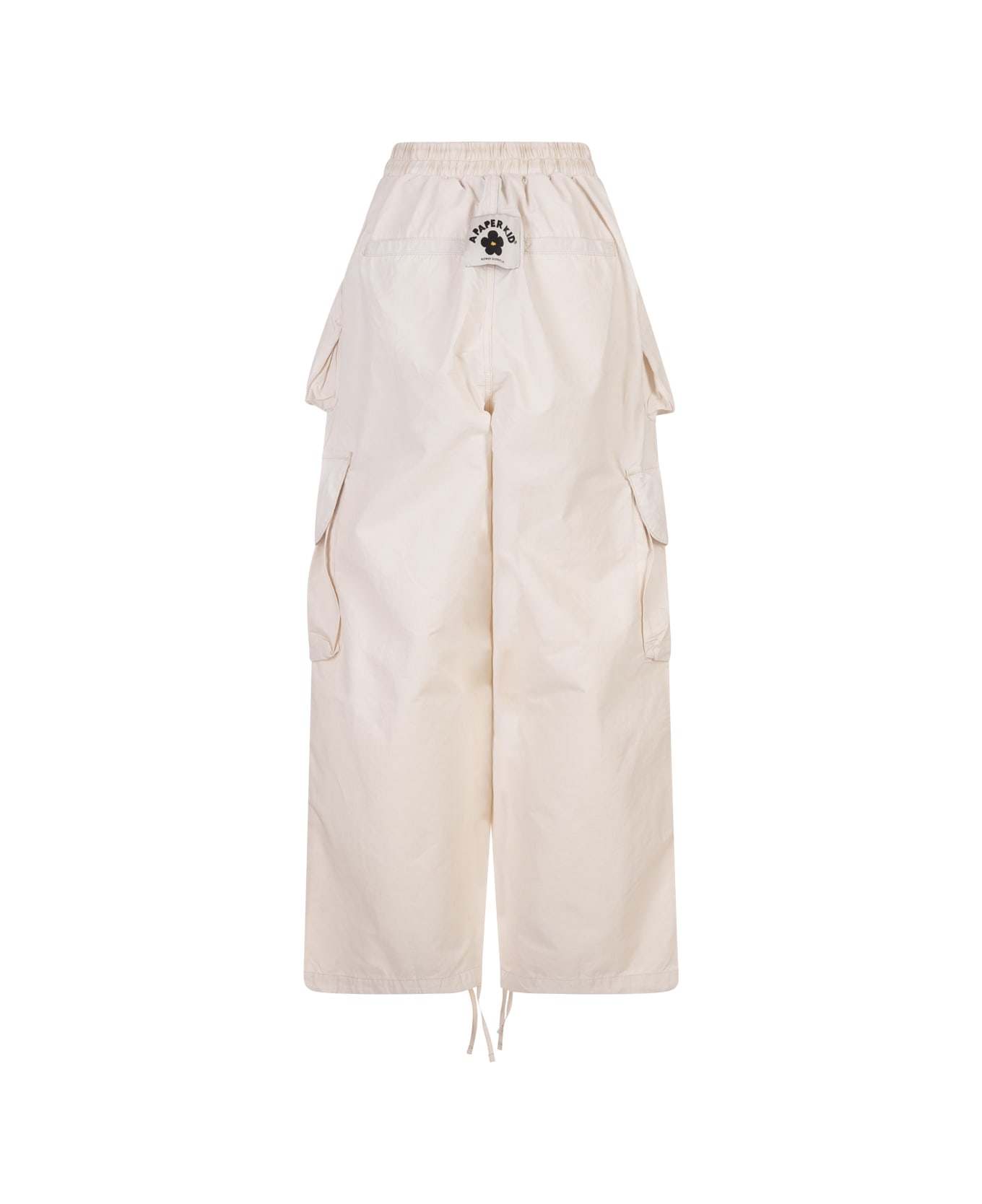 A Paper Kid White Cargo Trousers With Logo - White