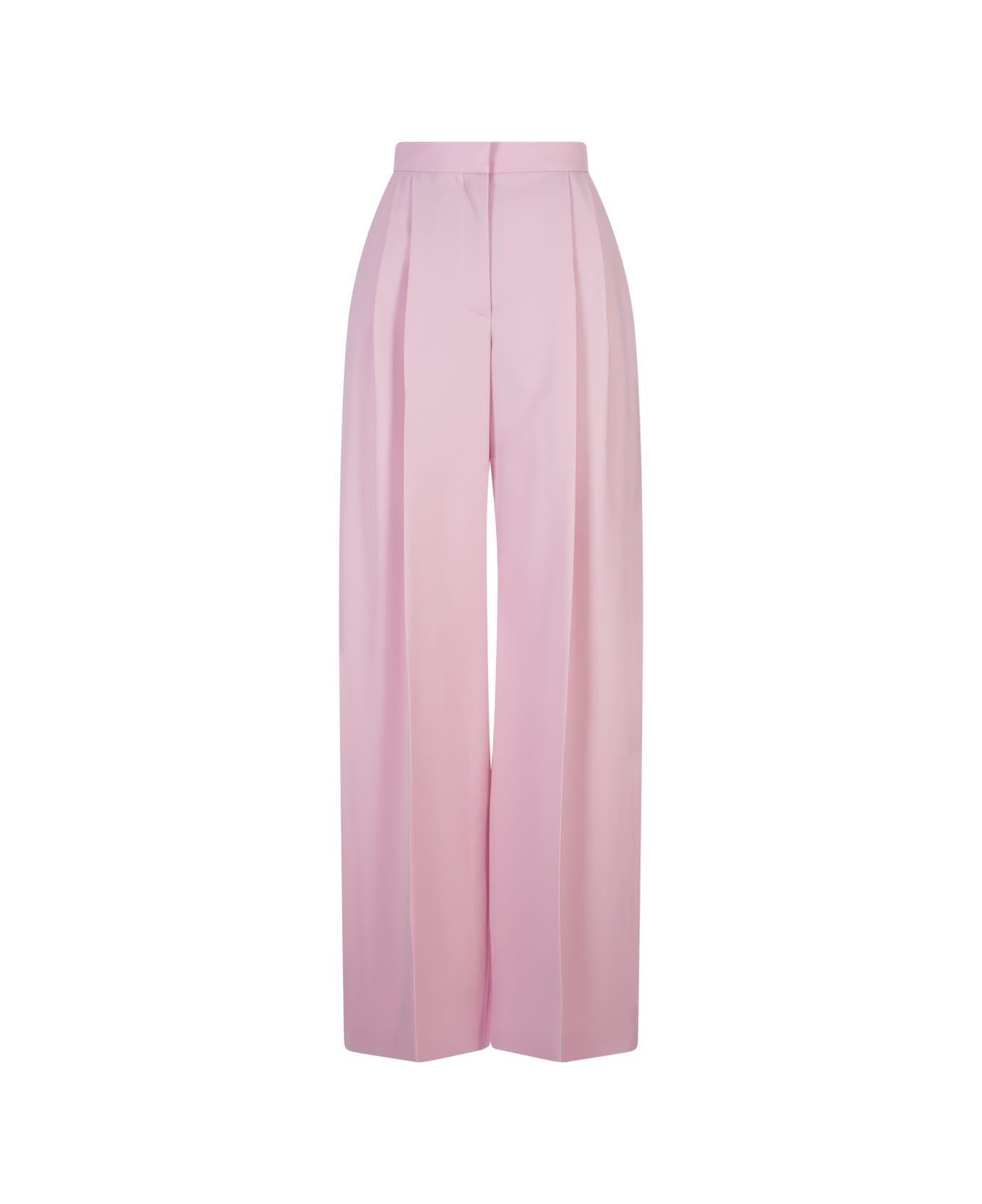 Alexander McQueen Wide Leg Trousers With Double Pleat In Light Pink - Pink ボトムス