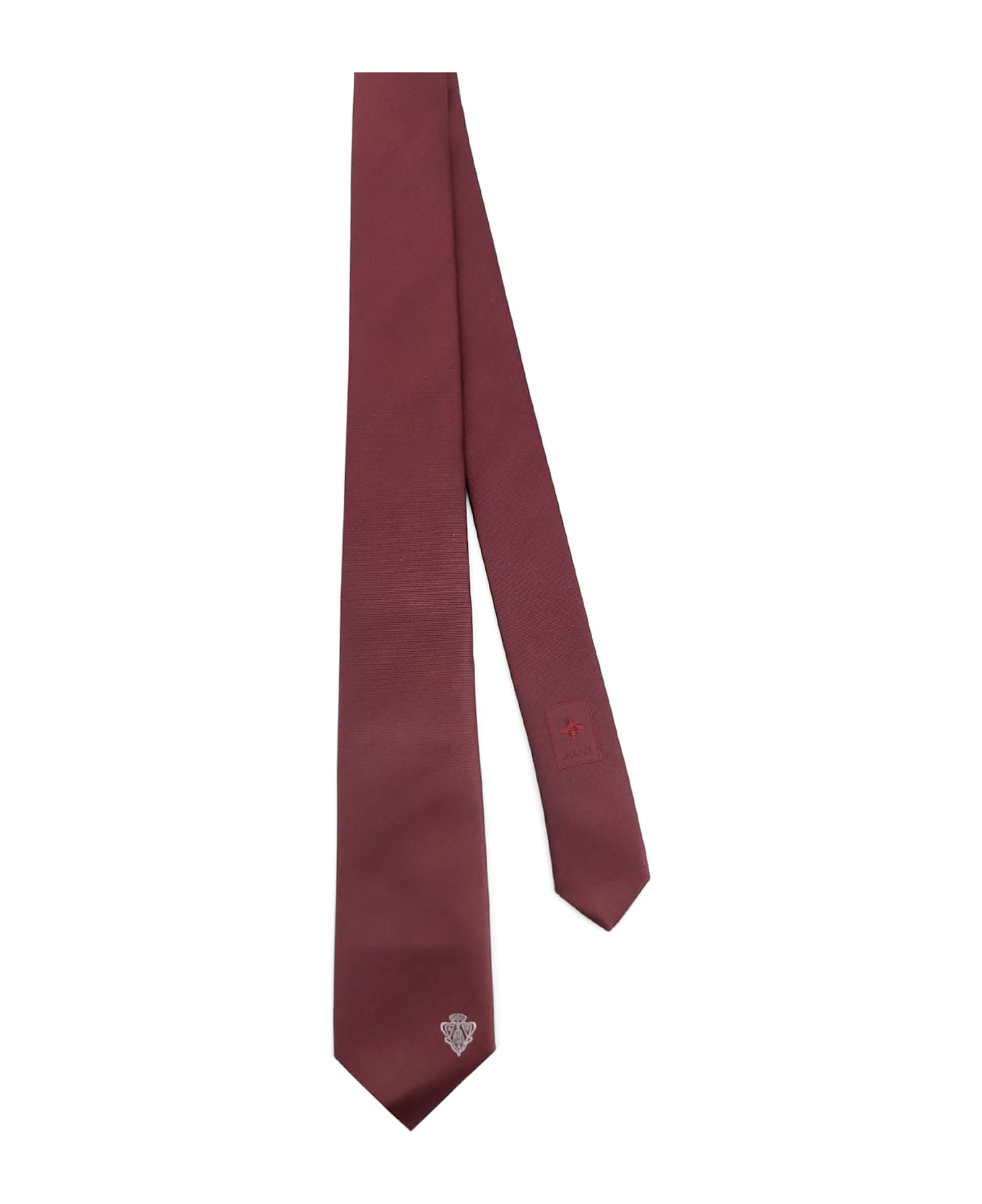 Gucci Silk Tie With Lord Detail - Bordeaux