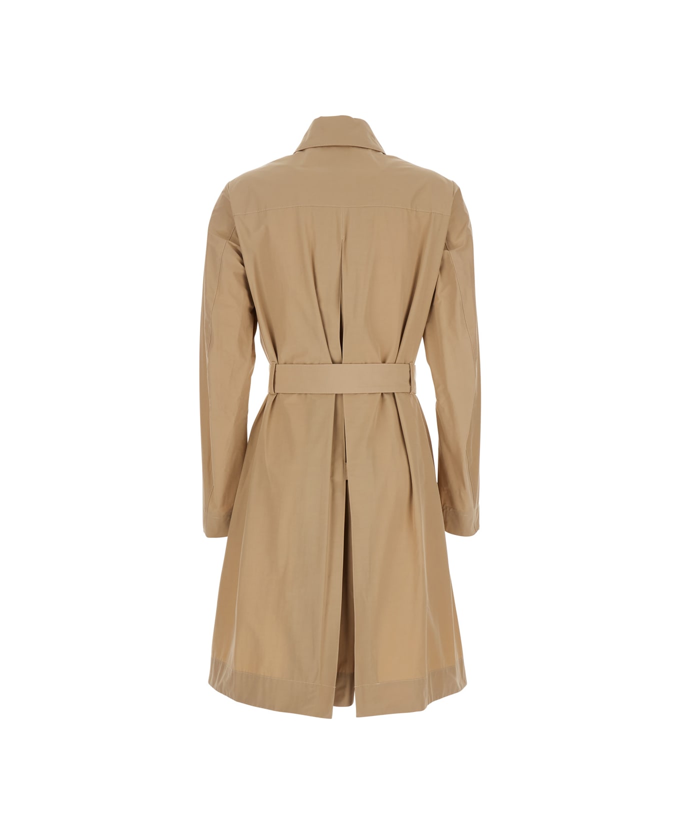 Merci Beige Trench Coat With Classic Collar And Adjustable Belt In Fabric Woman - Beige