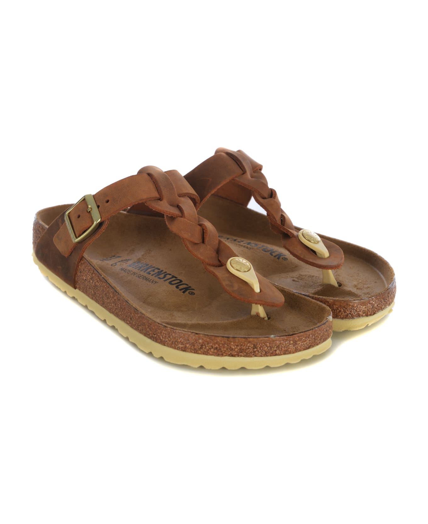 Birkenstock Flip Flops Birkenstock "gizeh" In Leather - Cognac