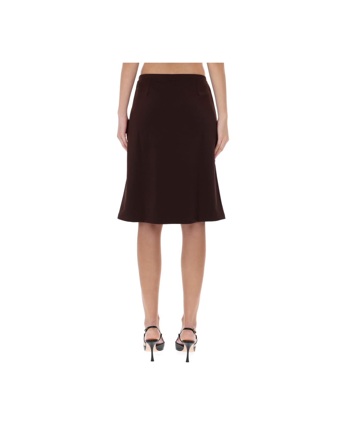 Courrèges Midi Skirt With Logo - BROWN
