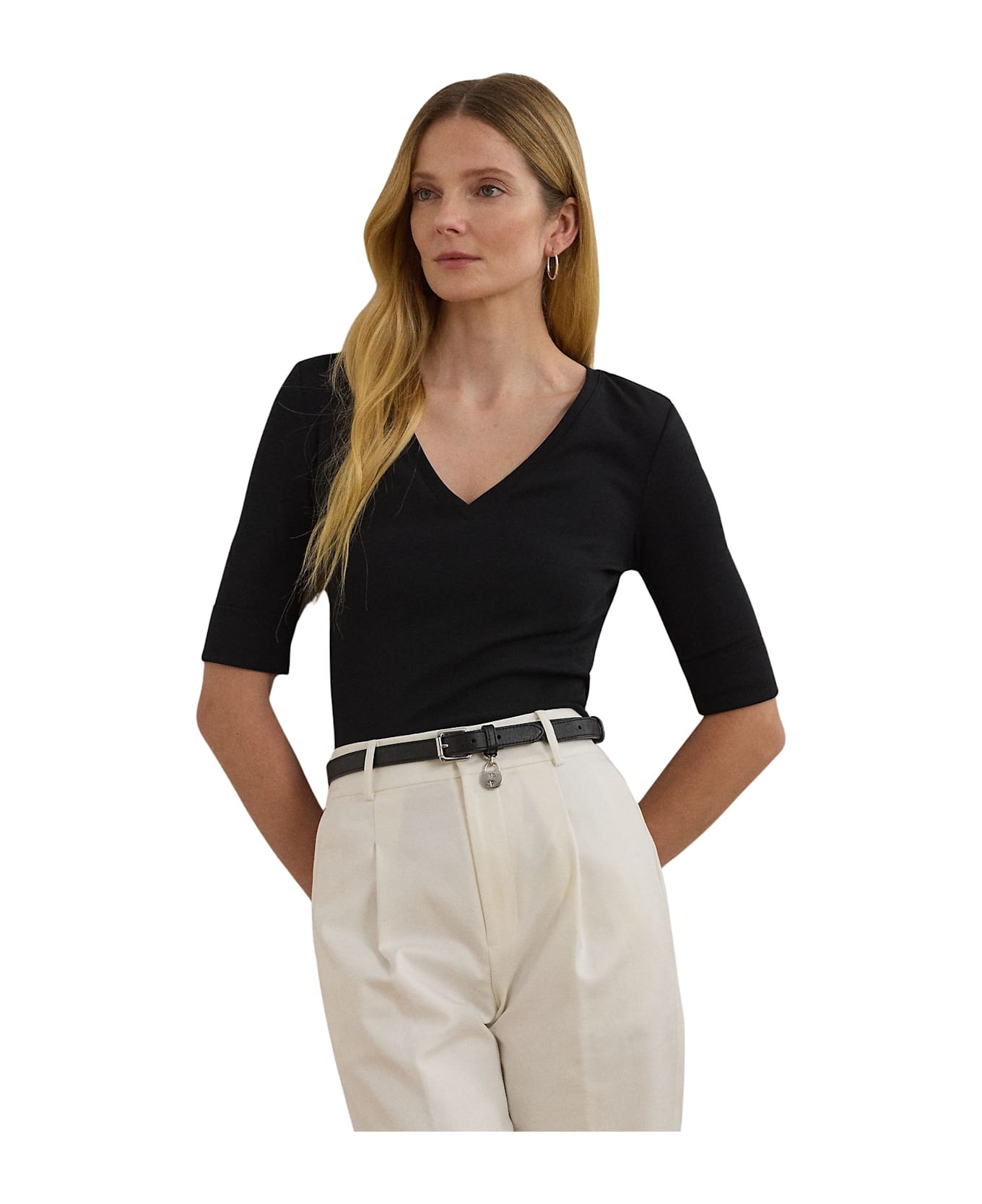 Ralph Lauren V Judy Elbow Sleeve Knit - Black