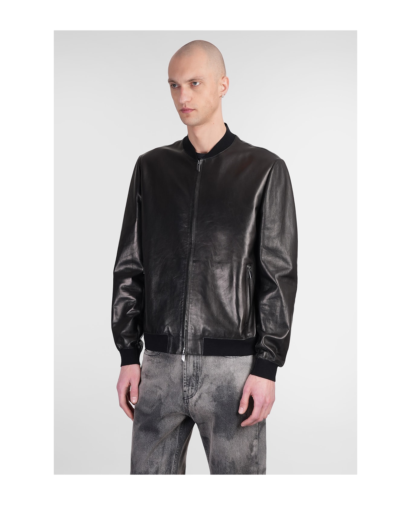Salvatore Santoro Bomber Jacket In Black Leather - black