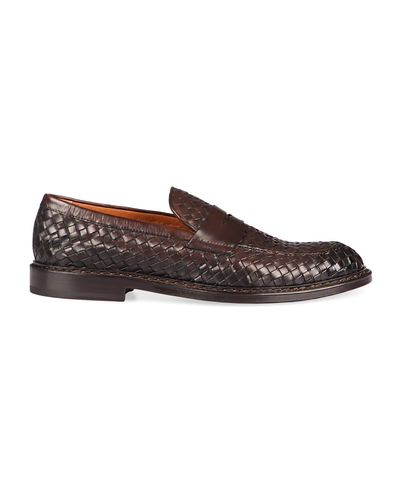 Doucal's Straw Leather Loafers - brown