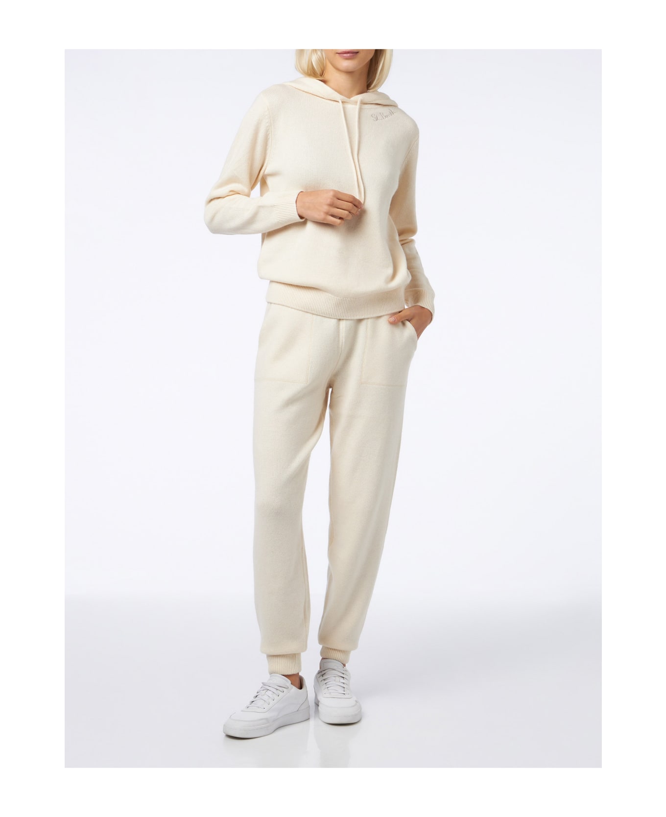 MC2 Saint Barth Woman Off-white Cashmere Blend Jogger Pants - WHITE