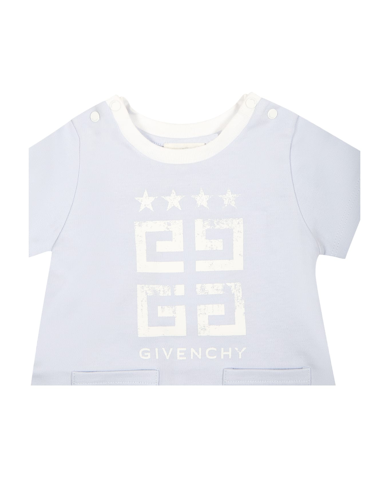 Givenchy Light Blue Romper For Baby Boy With Logo - Light Blue