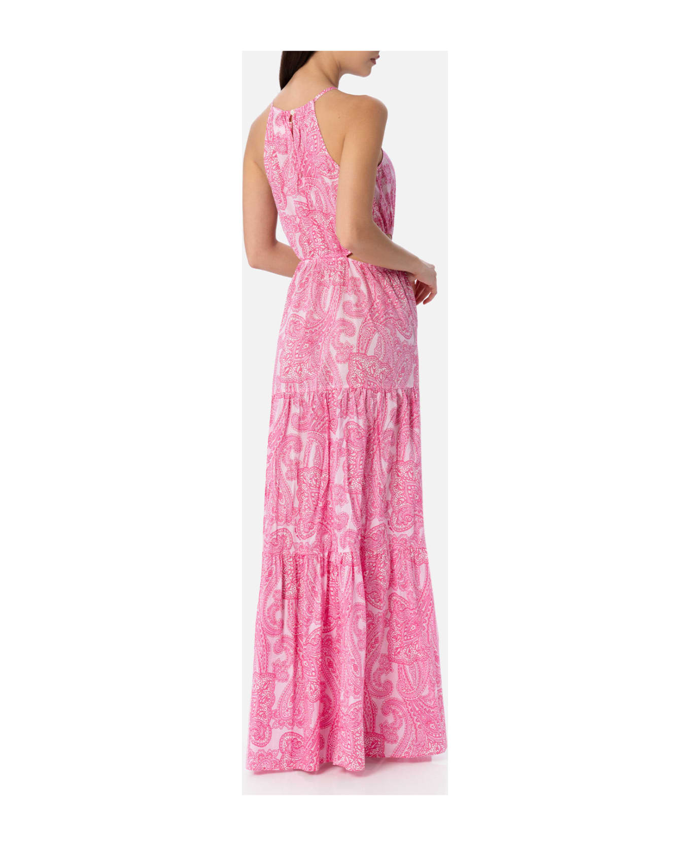 MC2 Saint Barth Woman Cut Out Long Dress Kaby With Paisley Print - PINK