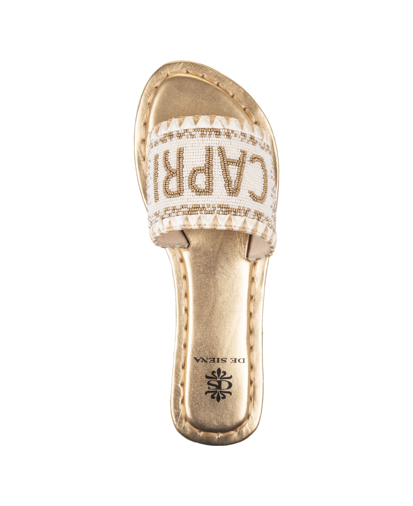 De Siena Capri Low Sandals In Off White-gold - White