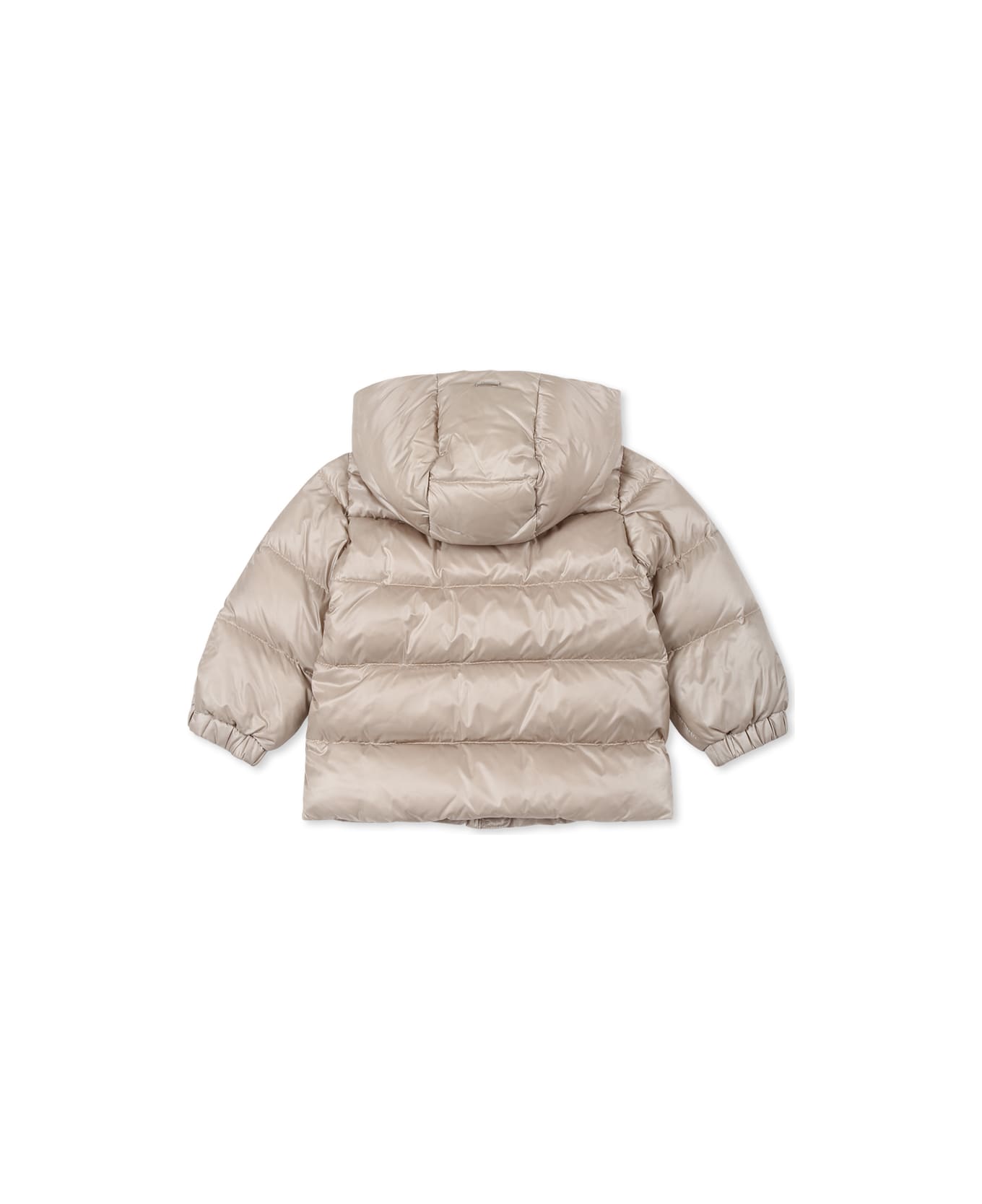 Herno Beige Down Jacket For Baby Girl With Logo - Beige