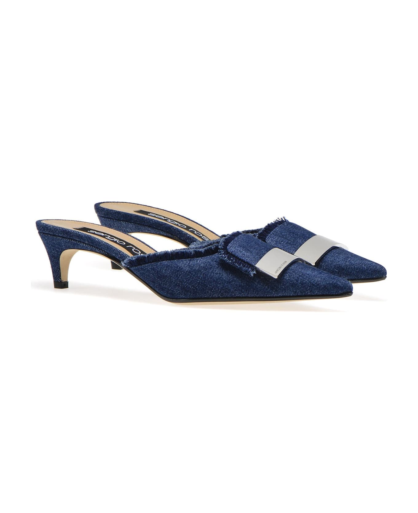 Sergio Rossi Denim Effect Mules - Blue