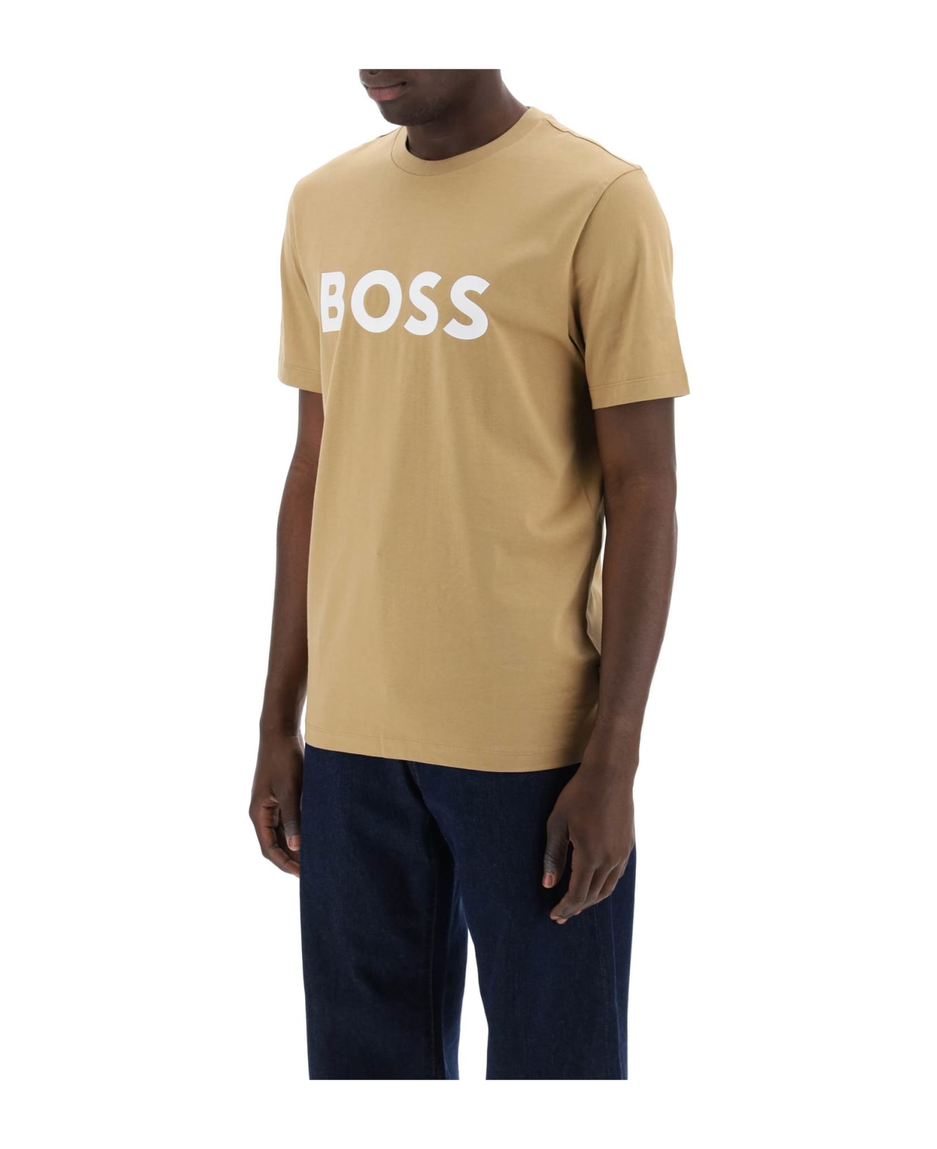 Hugo Boss Tiburt 354 Logo Print T-shirt - MEDIUM BEIGE (Beige)