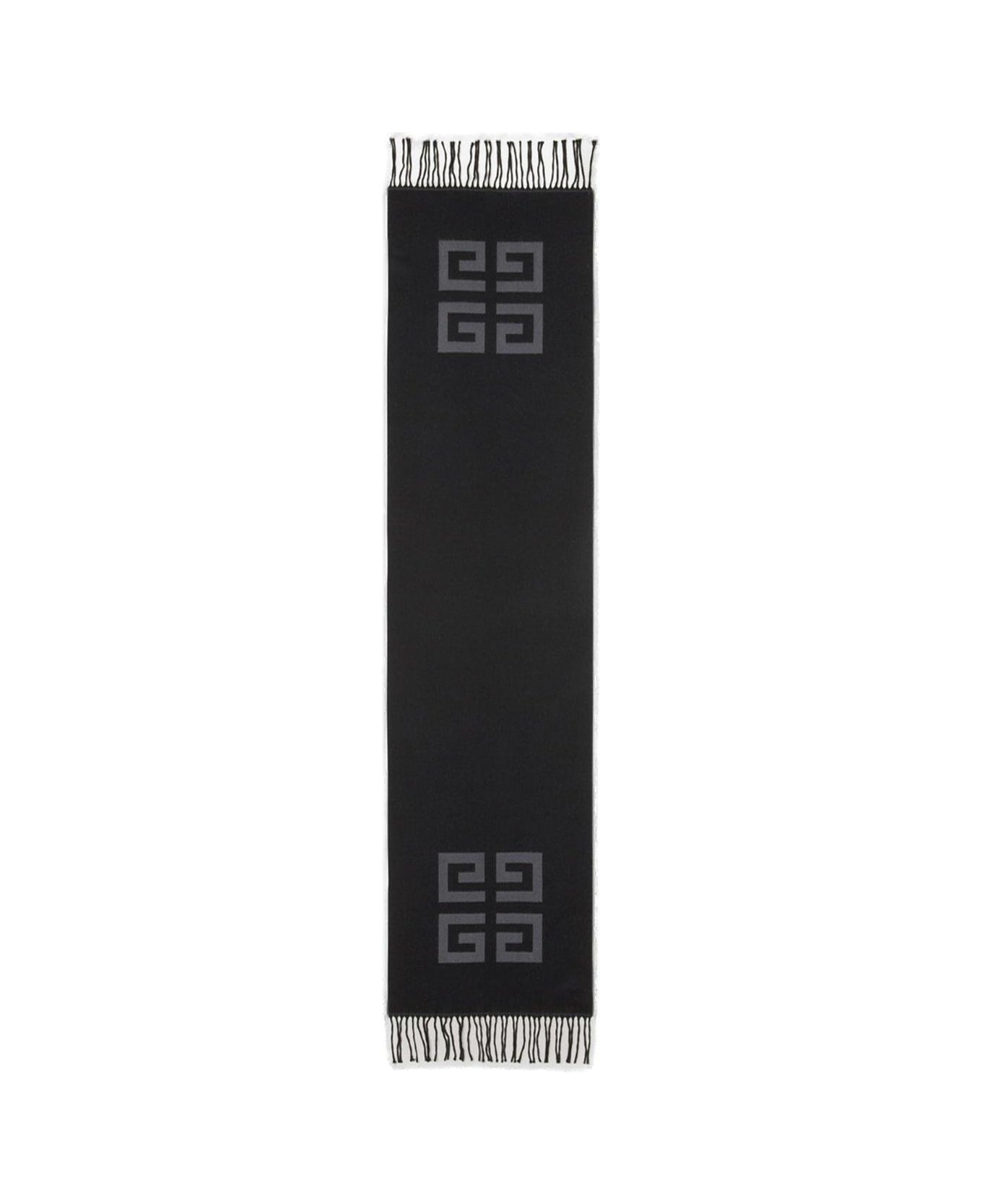 Givenchy Tassel Trim Monogram Scarf - Nero