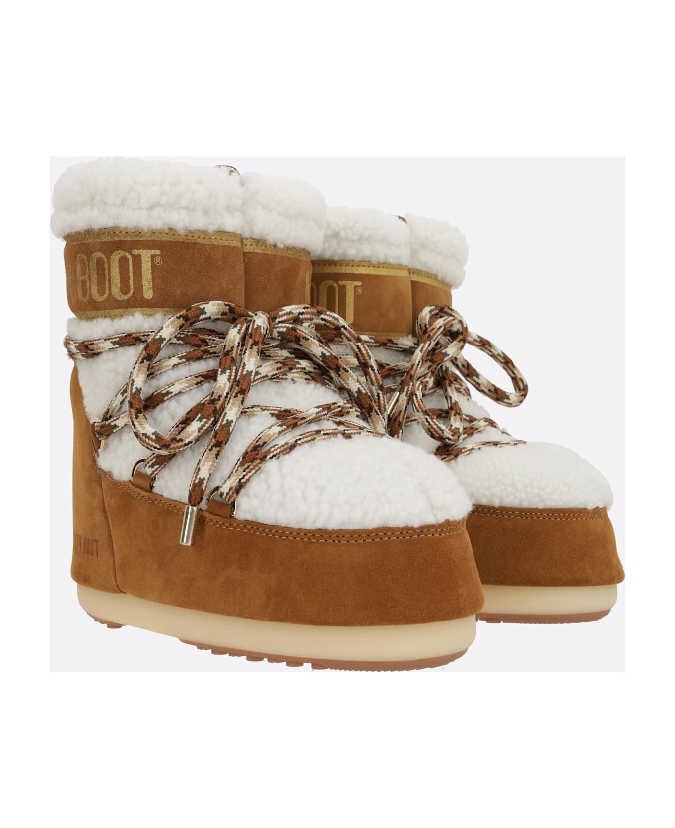 Moon Boot Mb Icon Low Suede And Shearling Snow Boots - Whisky/ off white