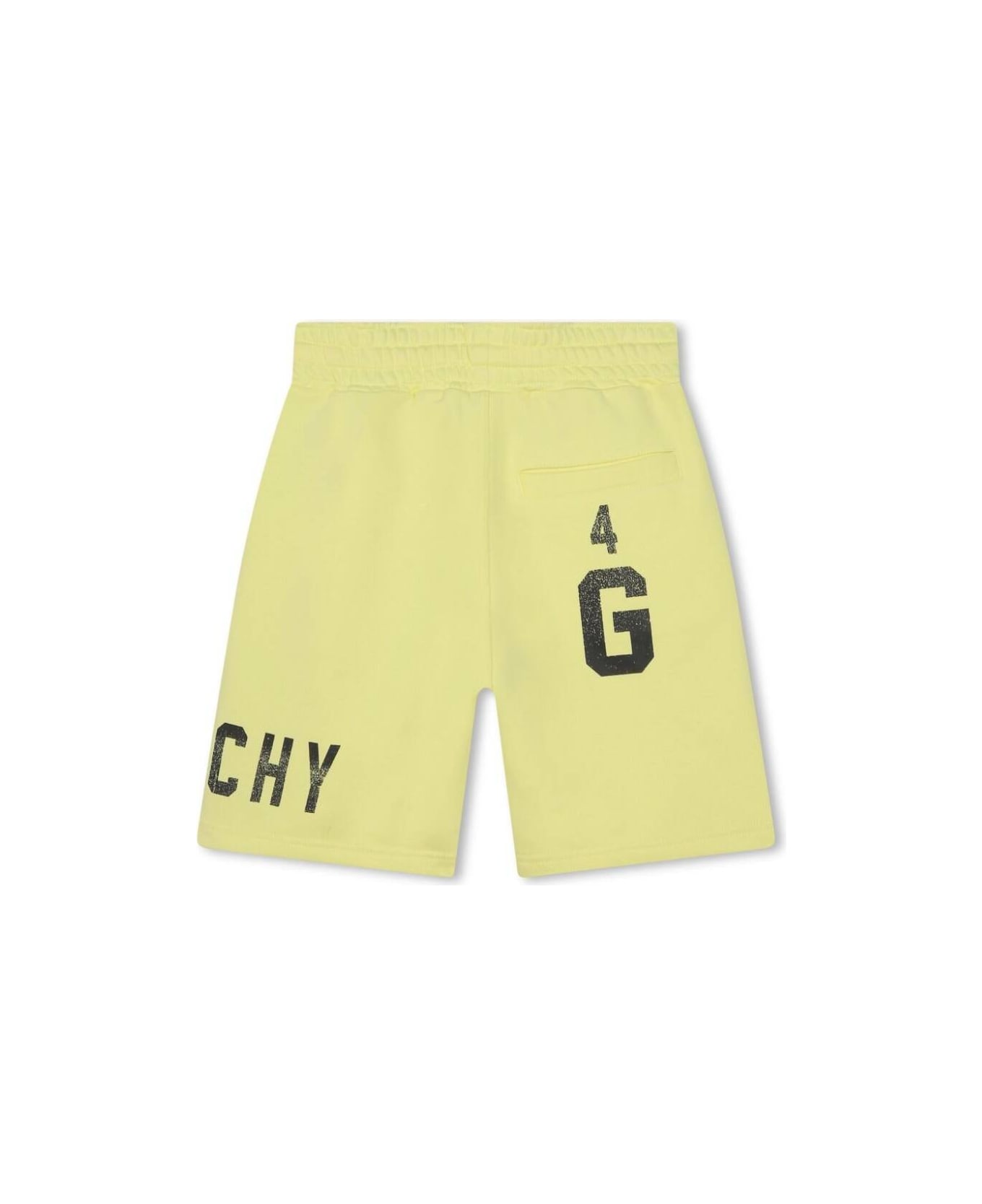 Givenchy '4g' Yellow Shorts With Logo Print In Cotton Blend Boy - Yellow ボトムス