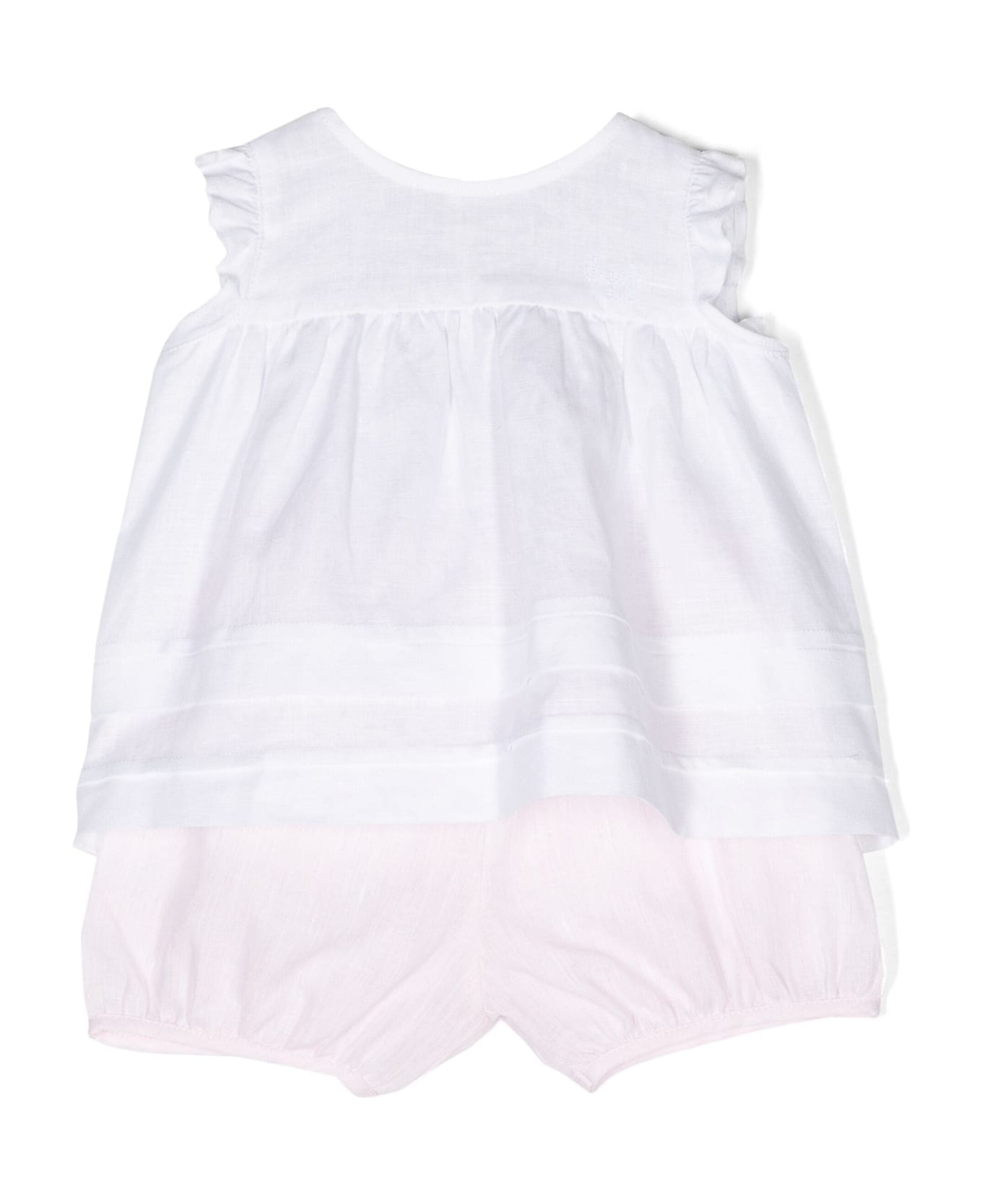 Il Gufo Pink And White Linen Two Piece Set - Pink