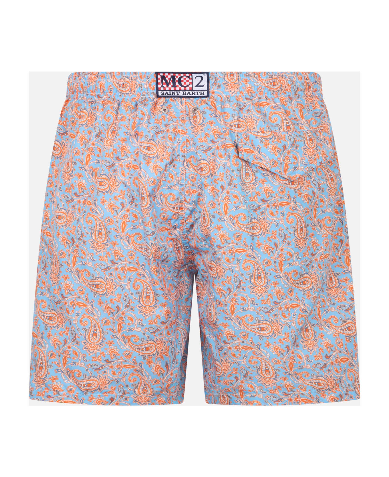 MC2 Saint Barth Man Lightweight Fabric Swim-shorts Lighting With Paisley Print - SKY