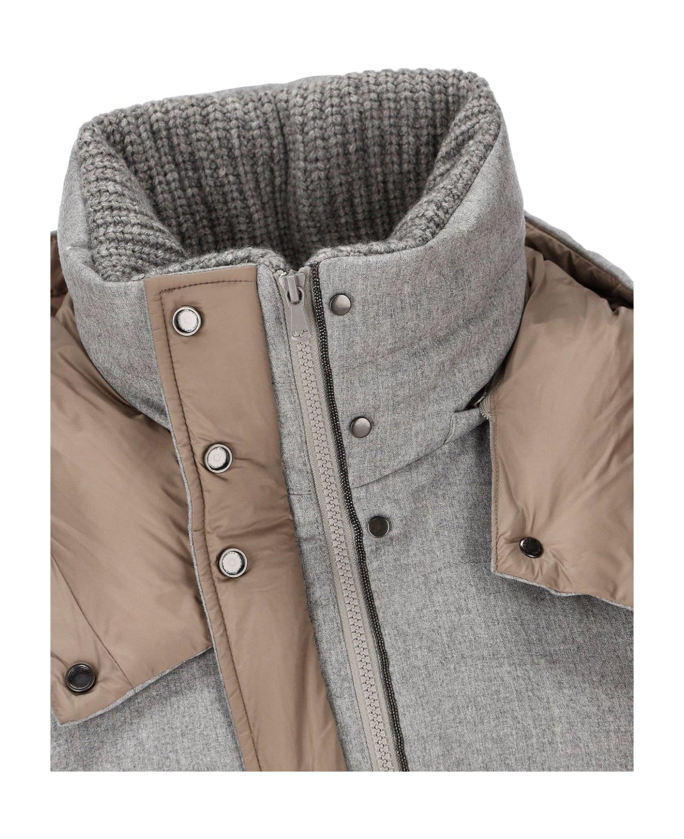 Brunello Cucinelli Wool Flannel Down Jacket - GRIGIO PERLA