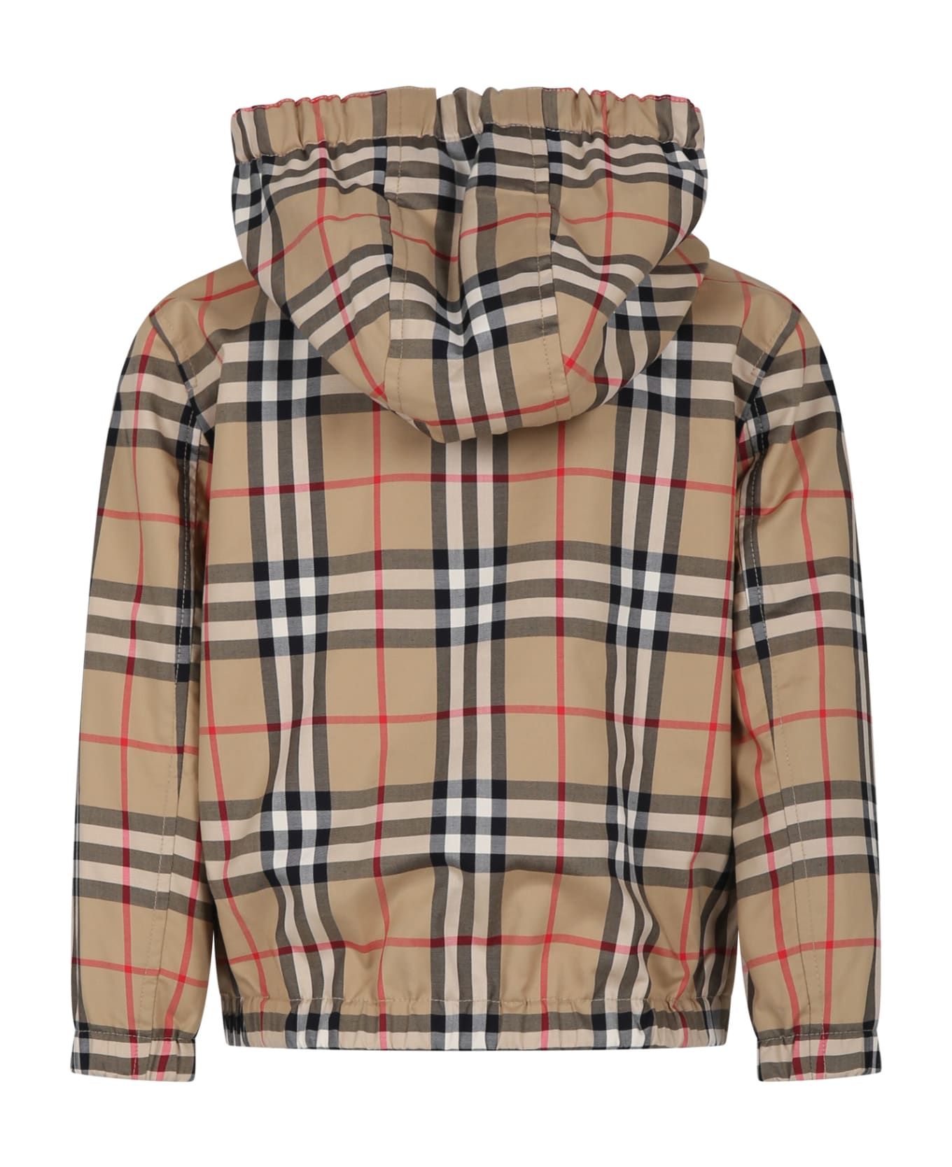 Burberry Beige Jacket For Boy With Iconic Vintage Check コート＆ジャケット