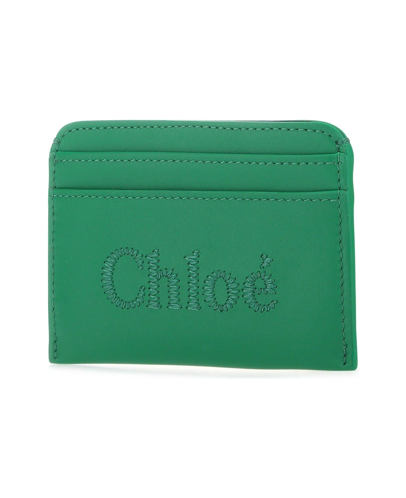 Chloé Green Leather Card Holder - Verde