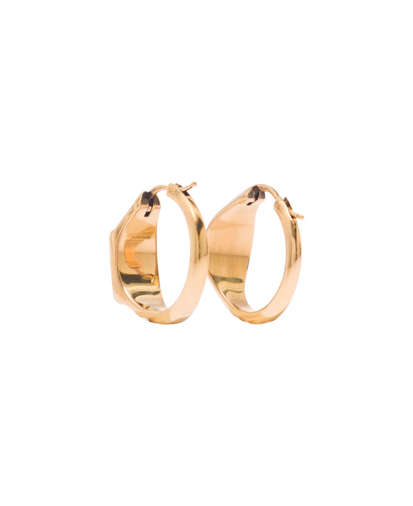 Alexander McQueen Gold-colored Hoops Earrings With Skull And Logo Engraved In Brass Woman - Metallic イヤリング