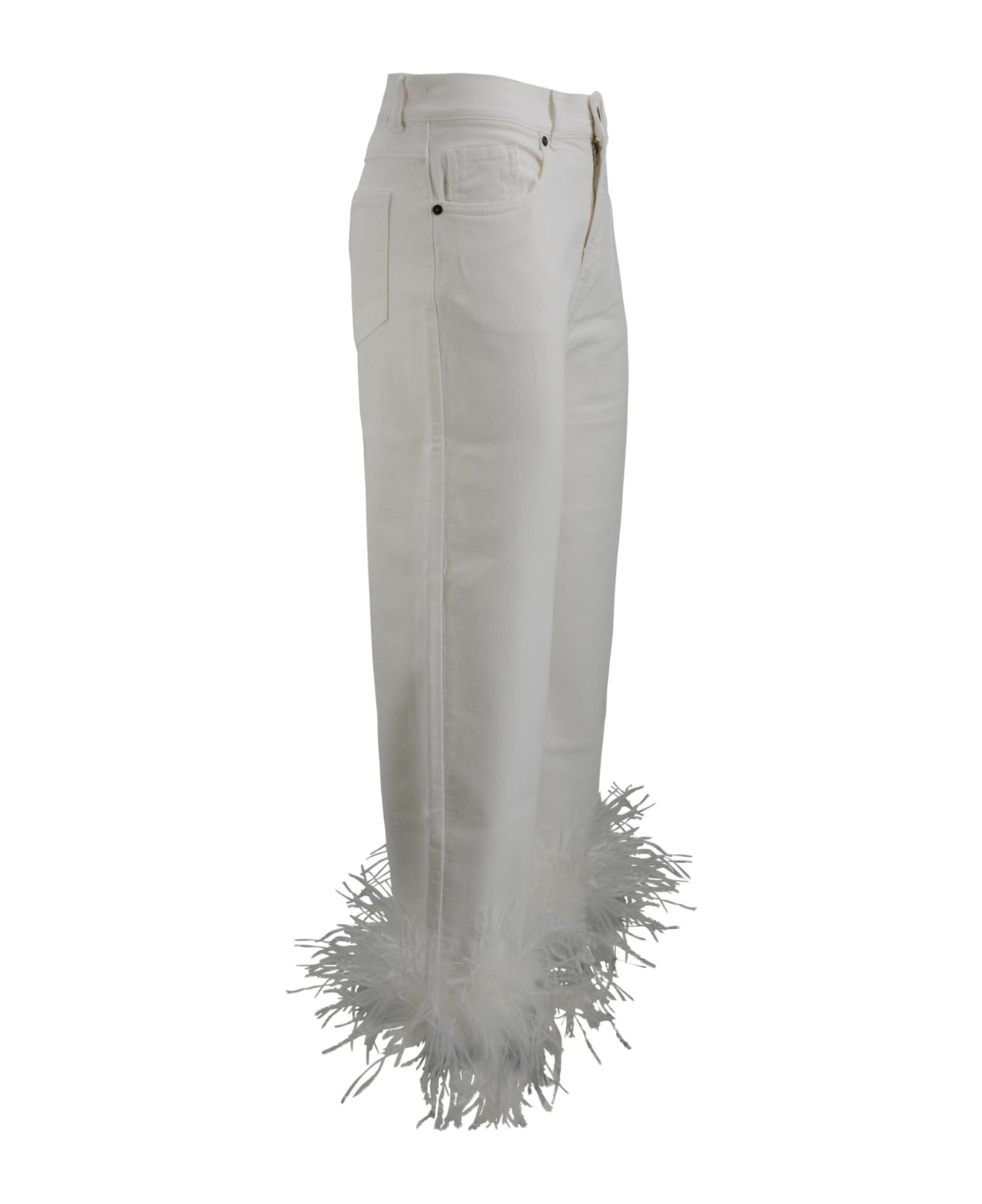 Parosh Pants With Feathers - White ボトムス