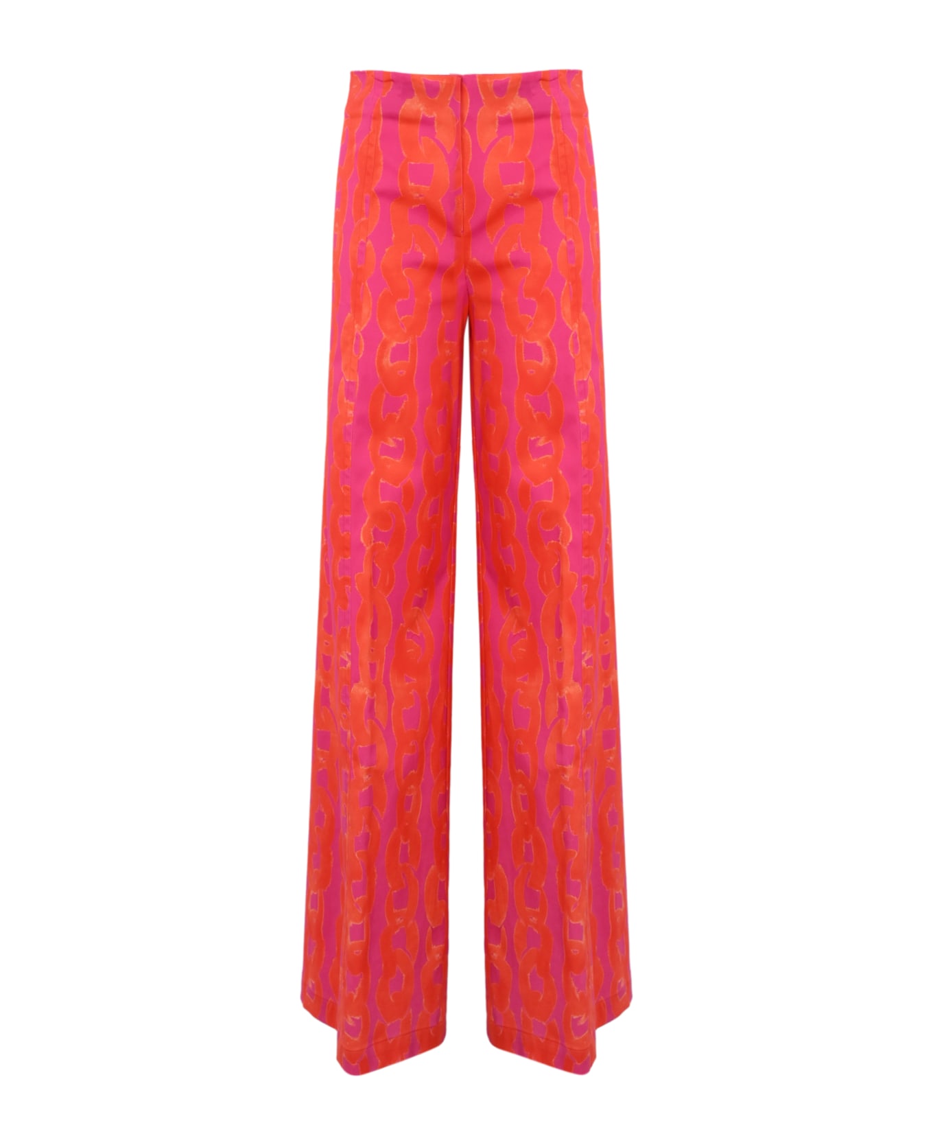 Liviana Conti Palazzo Trousers With Chain Print - Fuxia/goji