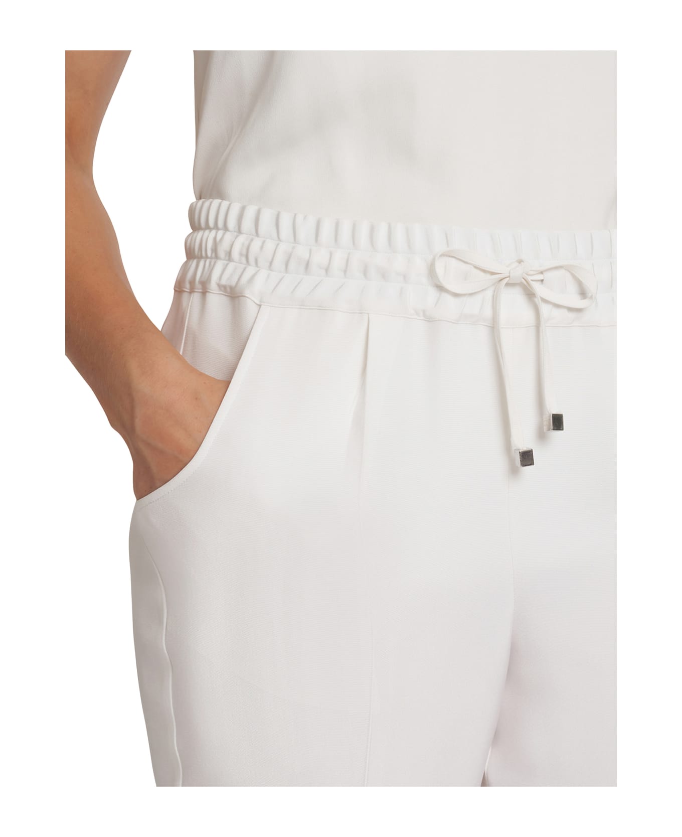 Kiton Trousers Silk - WHITE スウェットパンツ