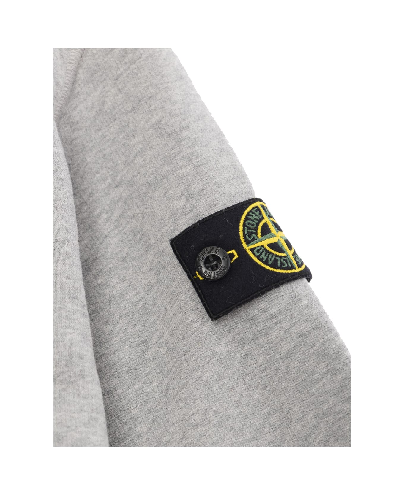 Stone Island Junior Grey Crewneck Sweatshirt With Logo Patch In Cotton Man - Grey