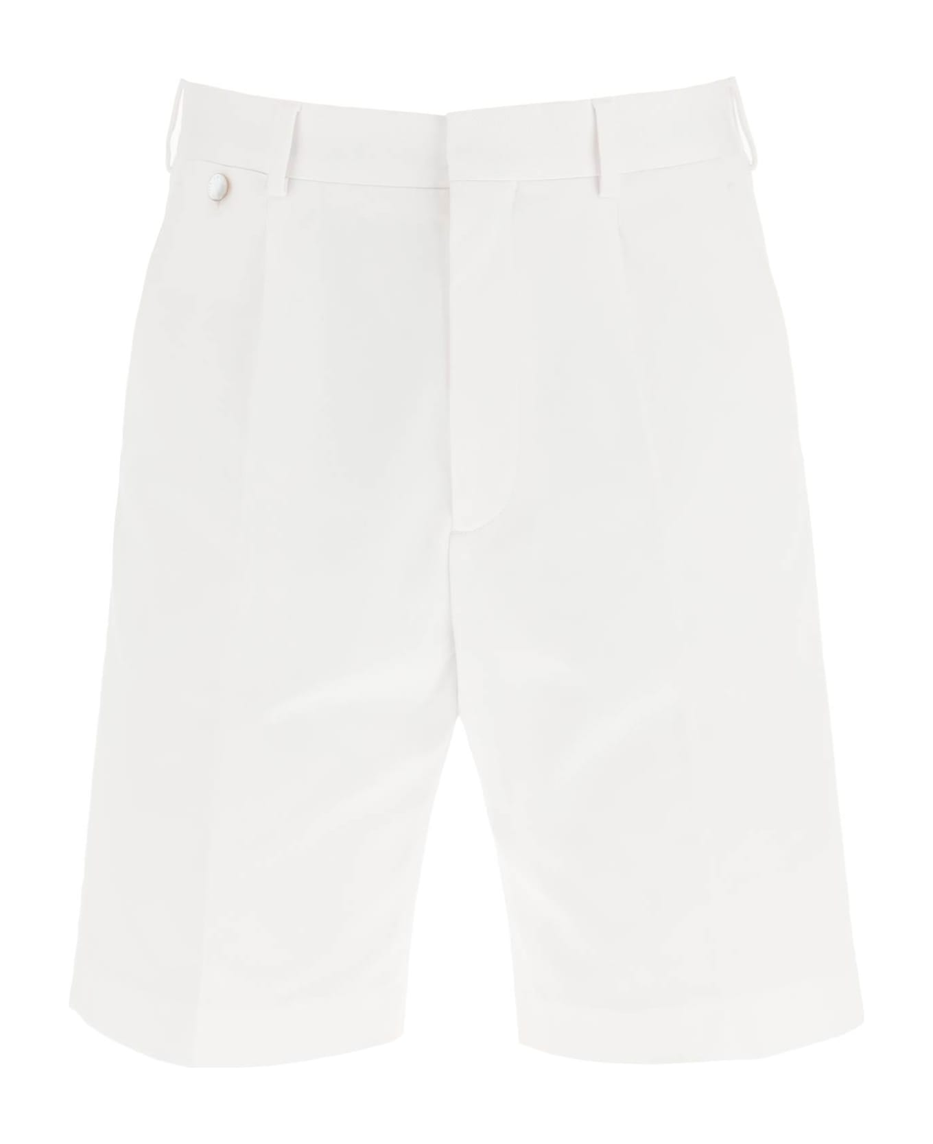 Agnona Single Pleat Cotton Shorts - WHITE (White)
