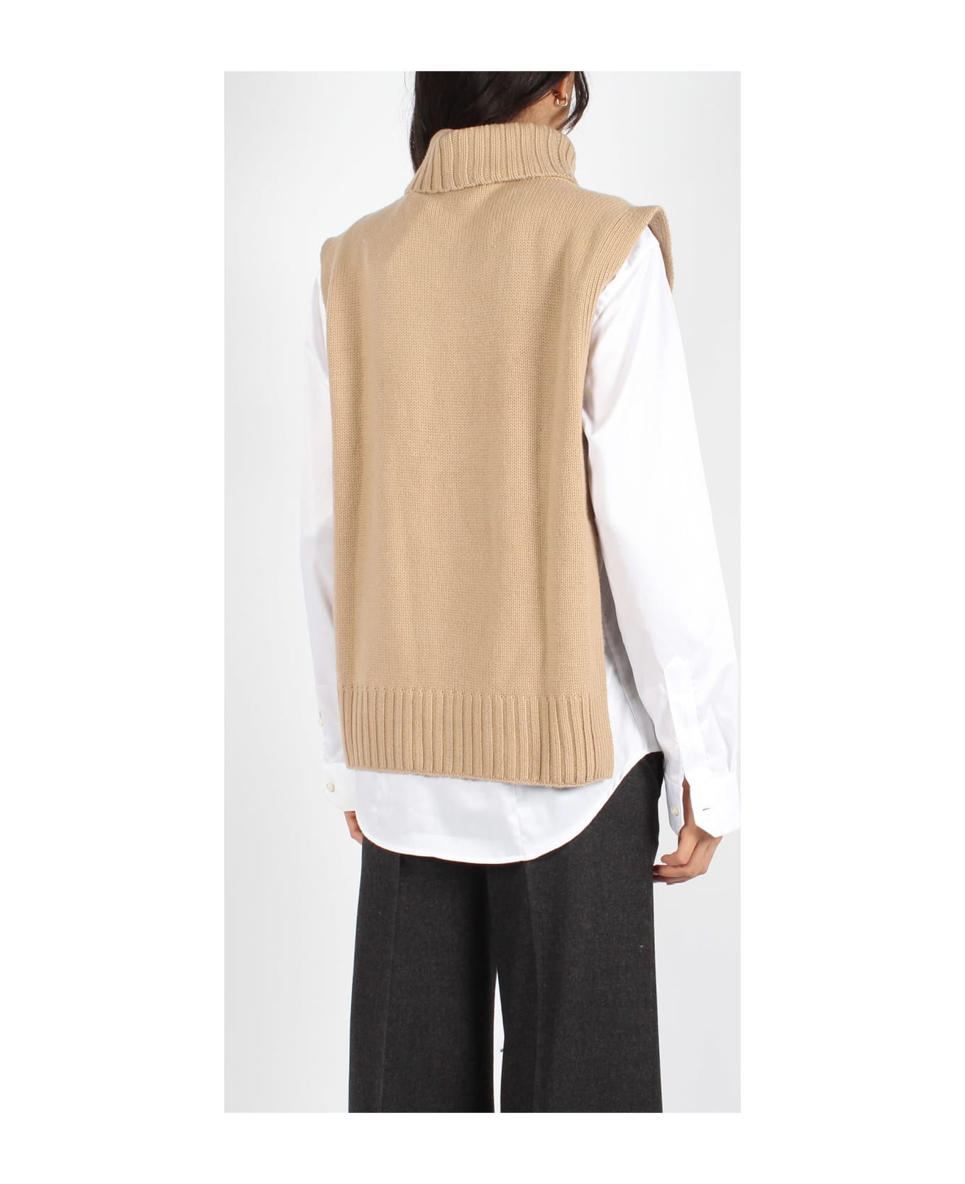 Vince Poncho Turtleneck Sweater - Brown ベスト