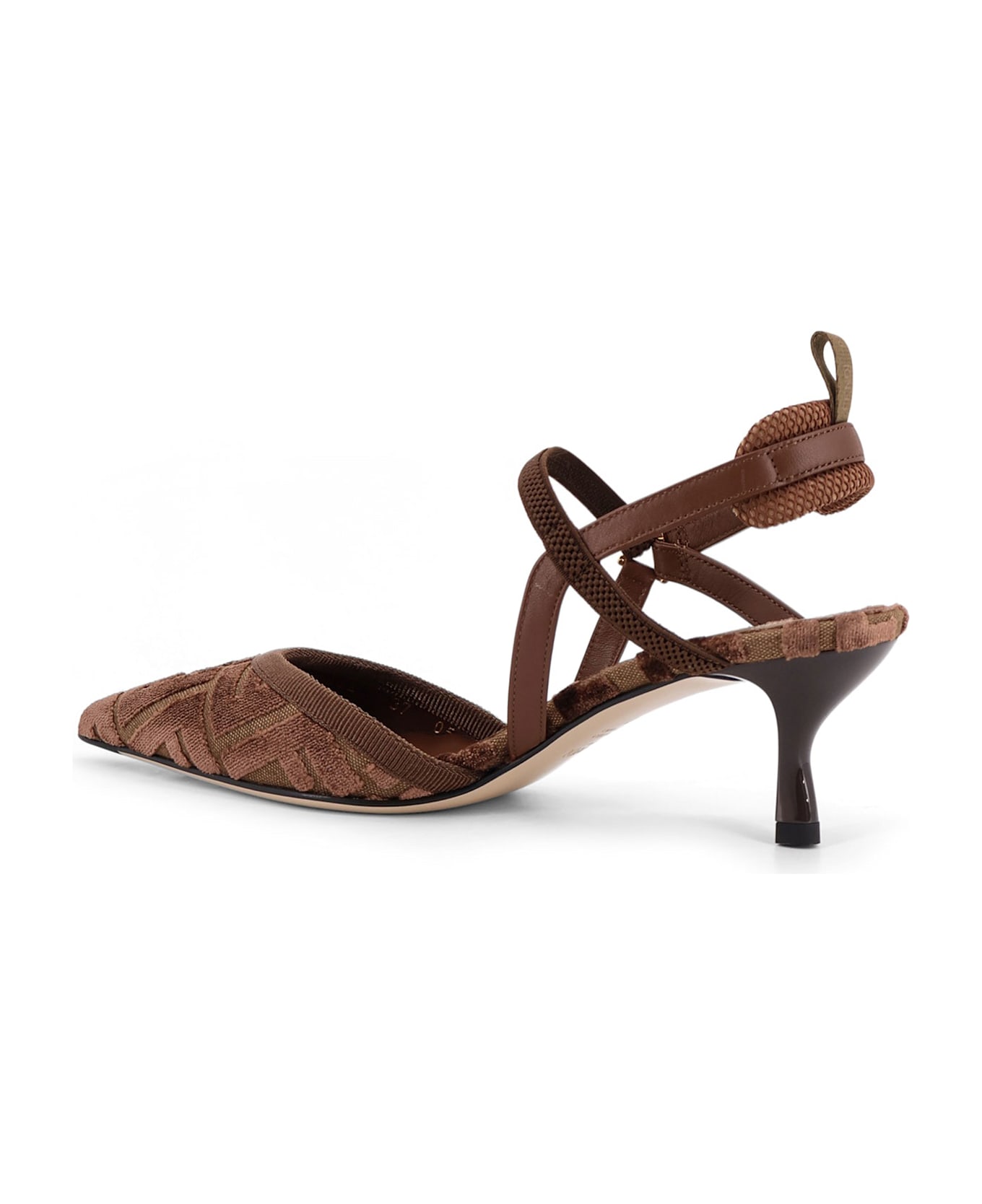 Fendi Colibrì Lite Ff Fabric Slingback - BEI.CHOCO+GIAND+CIOC